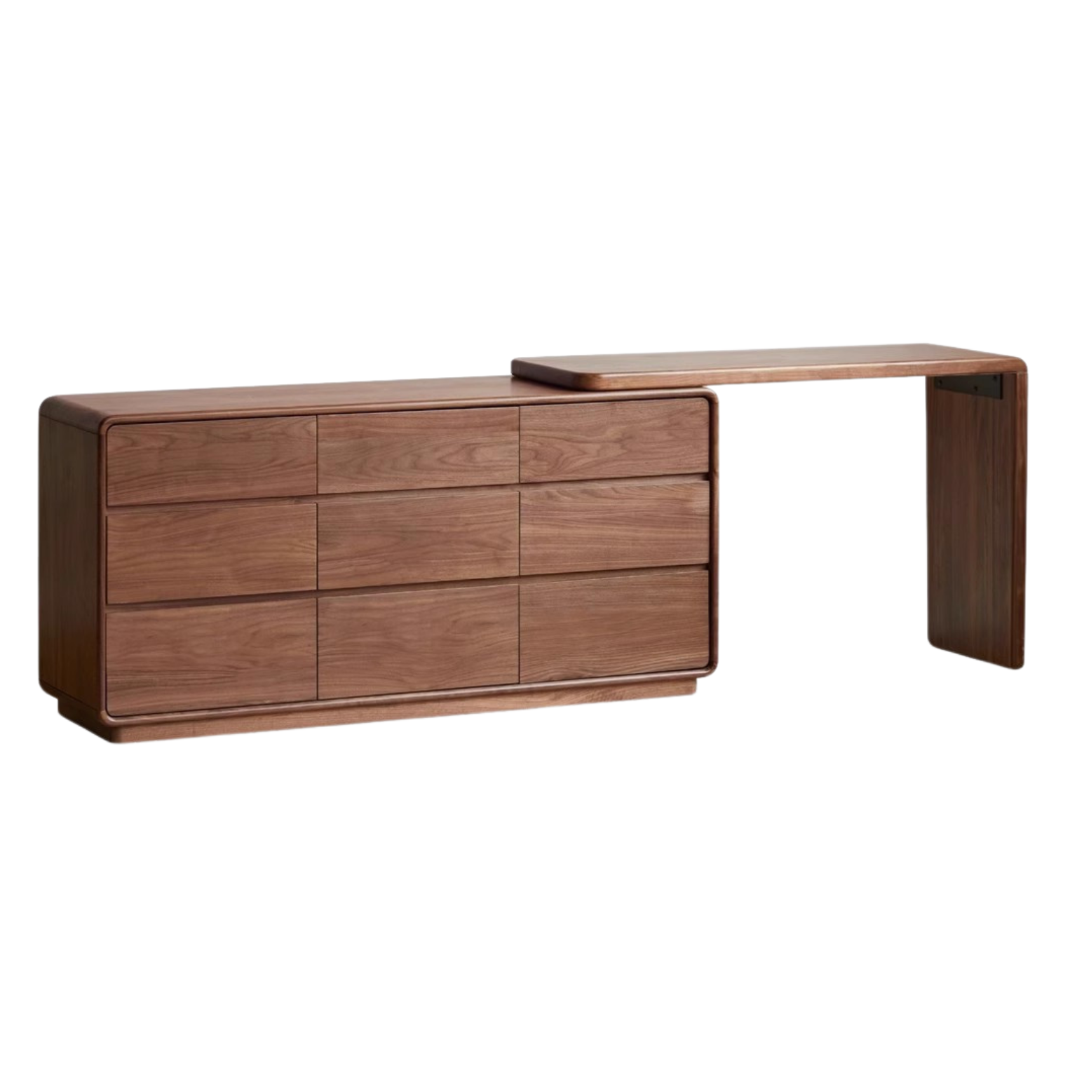 Premium Black Walnut & Golden Sandalwood Solid Wood Extendable Vanity Dressing Table - Perfect for Bedroom Makeup, Beauty Salon & Home Decor