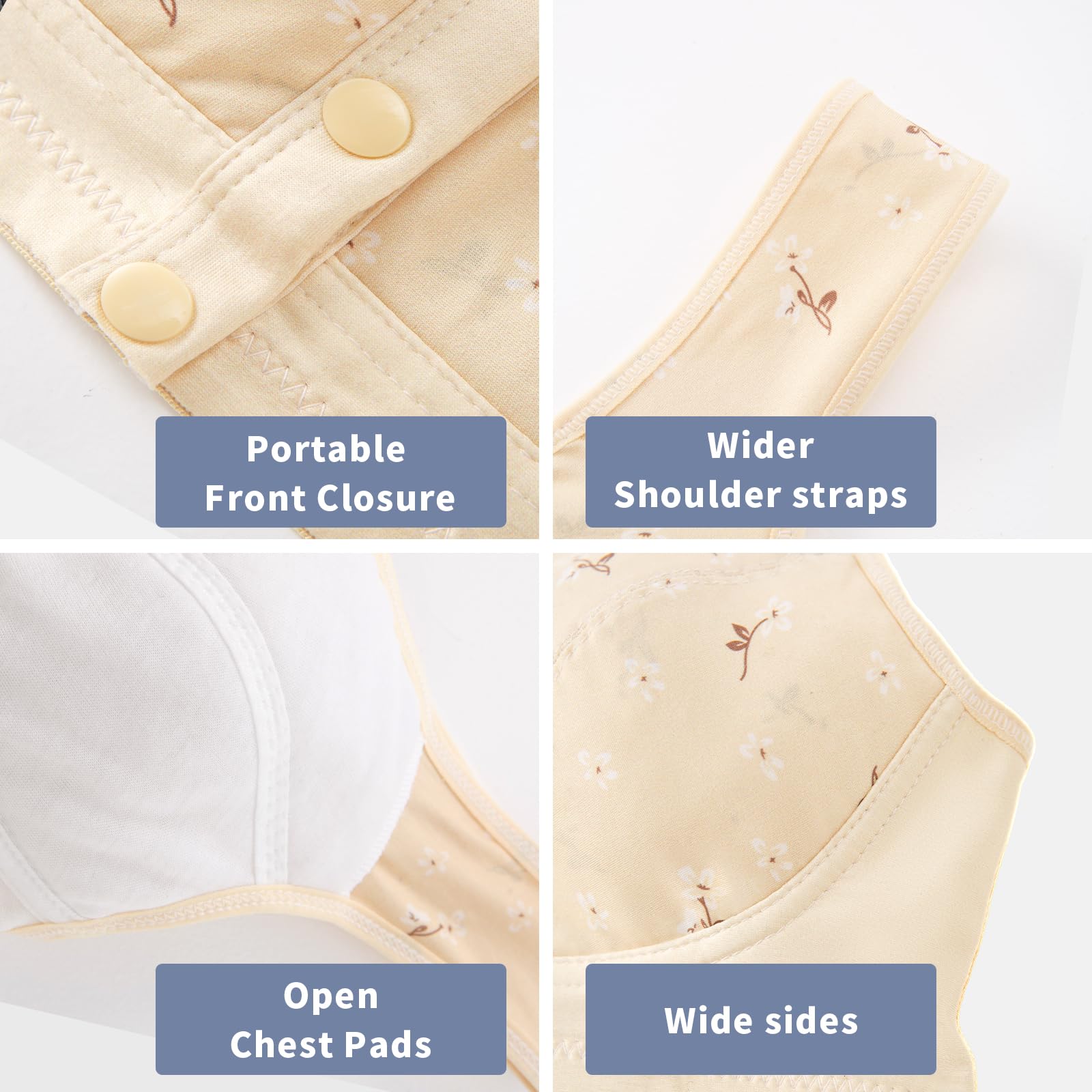 Front Closure Sports Bra for Women - Comfortable Cotton No Wire for Everyday & Workout