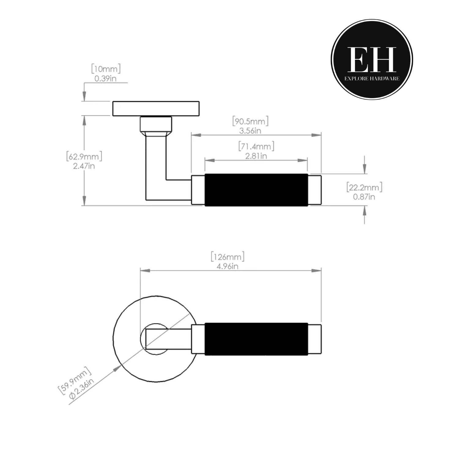 Monte Carlo Solid Brass Door Handle - Matte Black & Satin Brass Gold - Hallway, Closet & Passage Door Lever - Durable & Stylish for Home, Office & Commercial Spaces