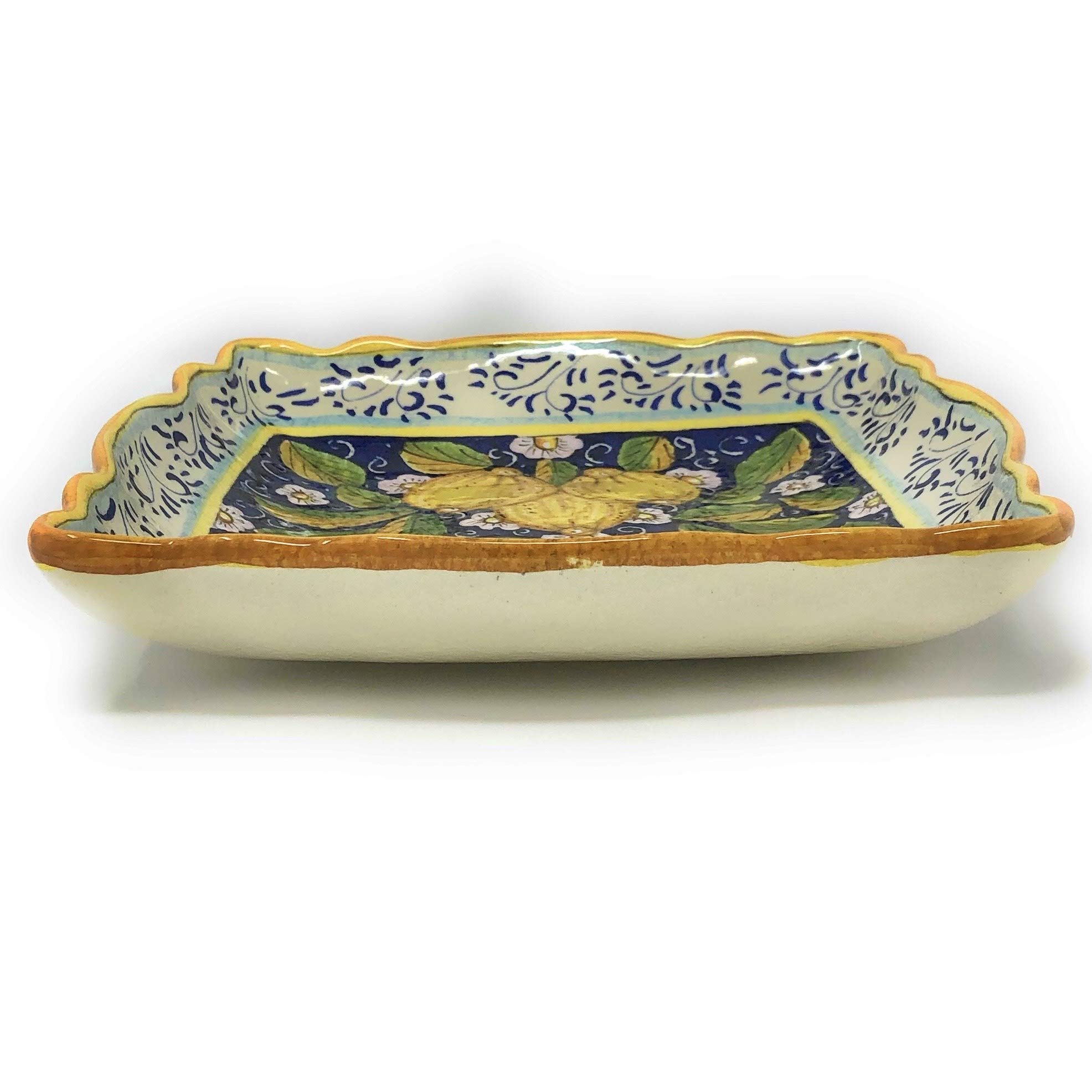 Hand Painted Italian Ceramic Serving Plate with Three Lemons Design - Tuscan Art Pottery for Dining, Entertaining & Home Decor | Made in Italy