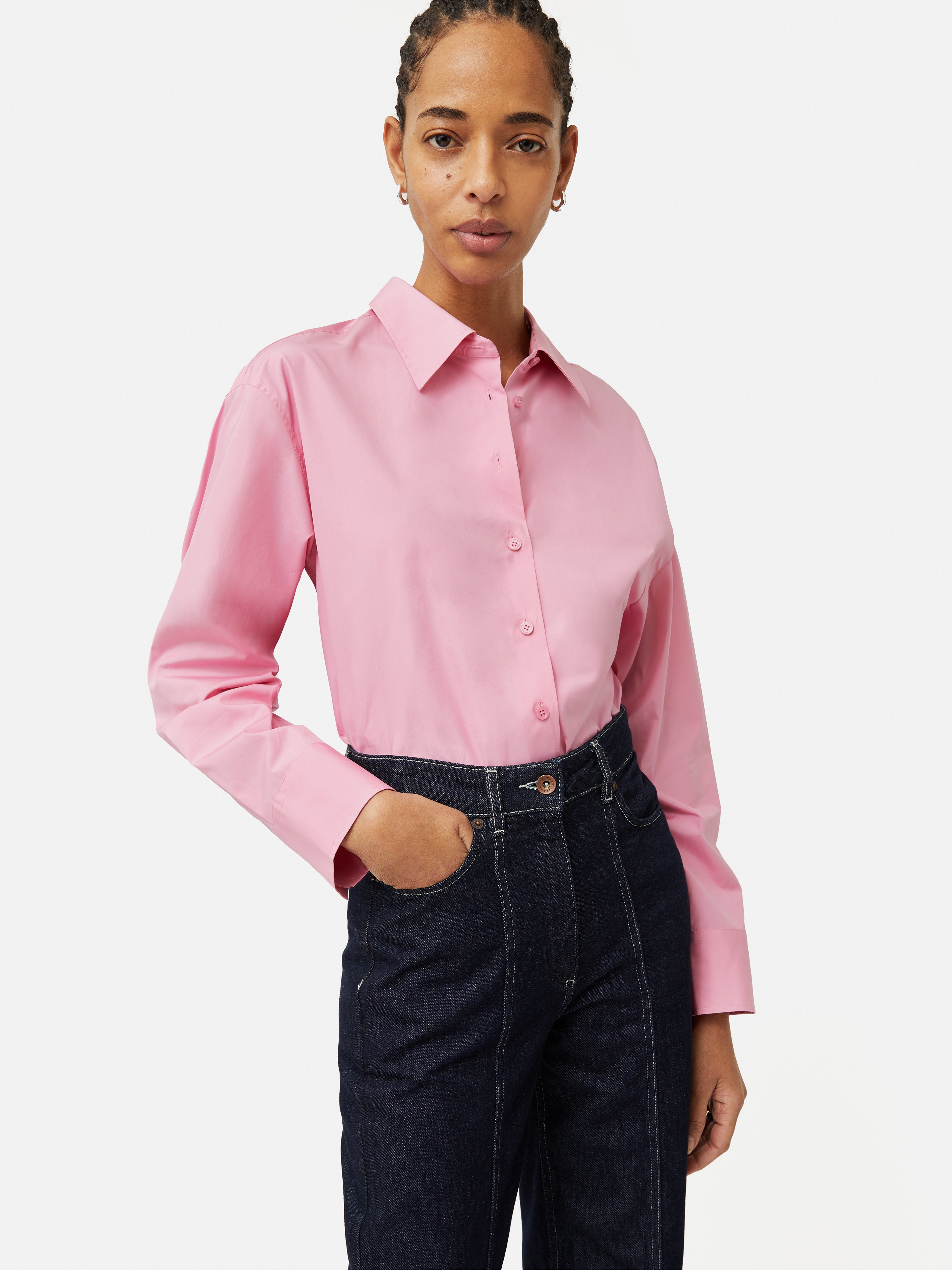 Premium Cotton Poplin Shirt for Women - Soft Pink Button Down Blouse | Office Wear, Casual Outfits & Summer Fashion