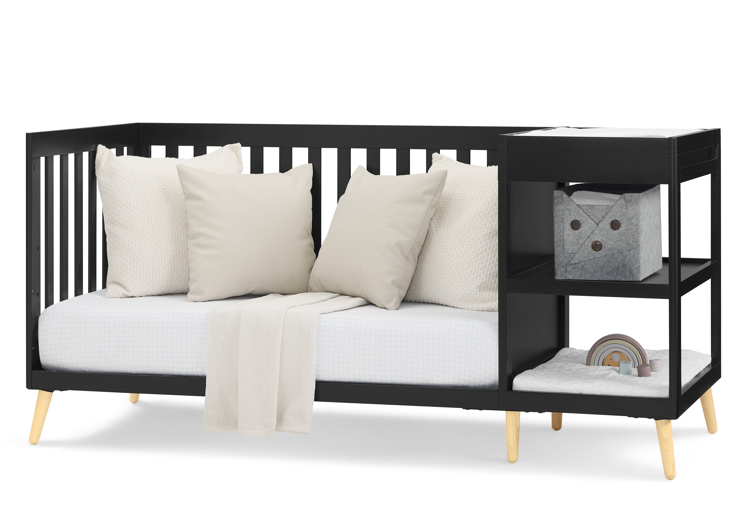 Essex 4-in-1 Convertible Baby Crib with Changer - White Nursery Furniture for Newborn to Toddler | Perfect for Bedroom, Daycare & Nursery Decor