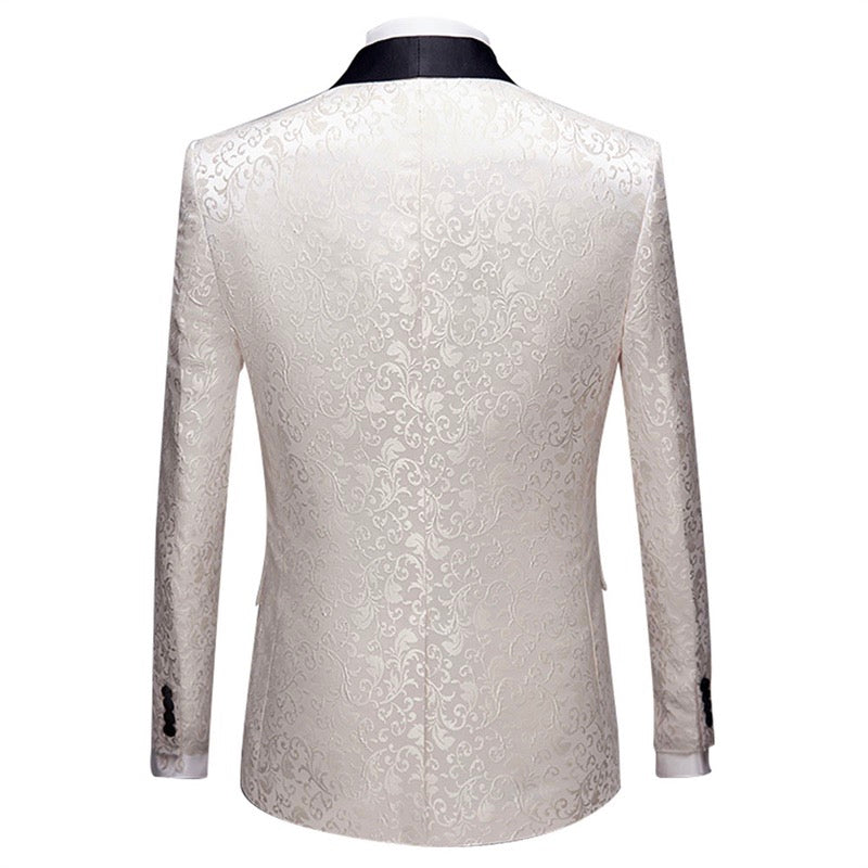 2 Piece Print Suit for Men - Slim Fit Paisley White Suit Set | Formal & Wedding Attire | Business & Special Occasion Outfit