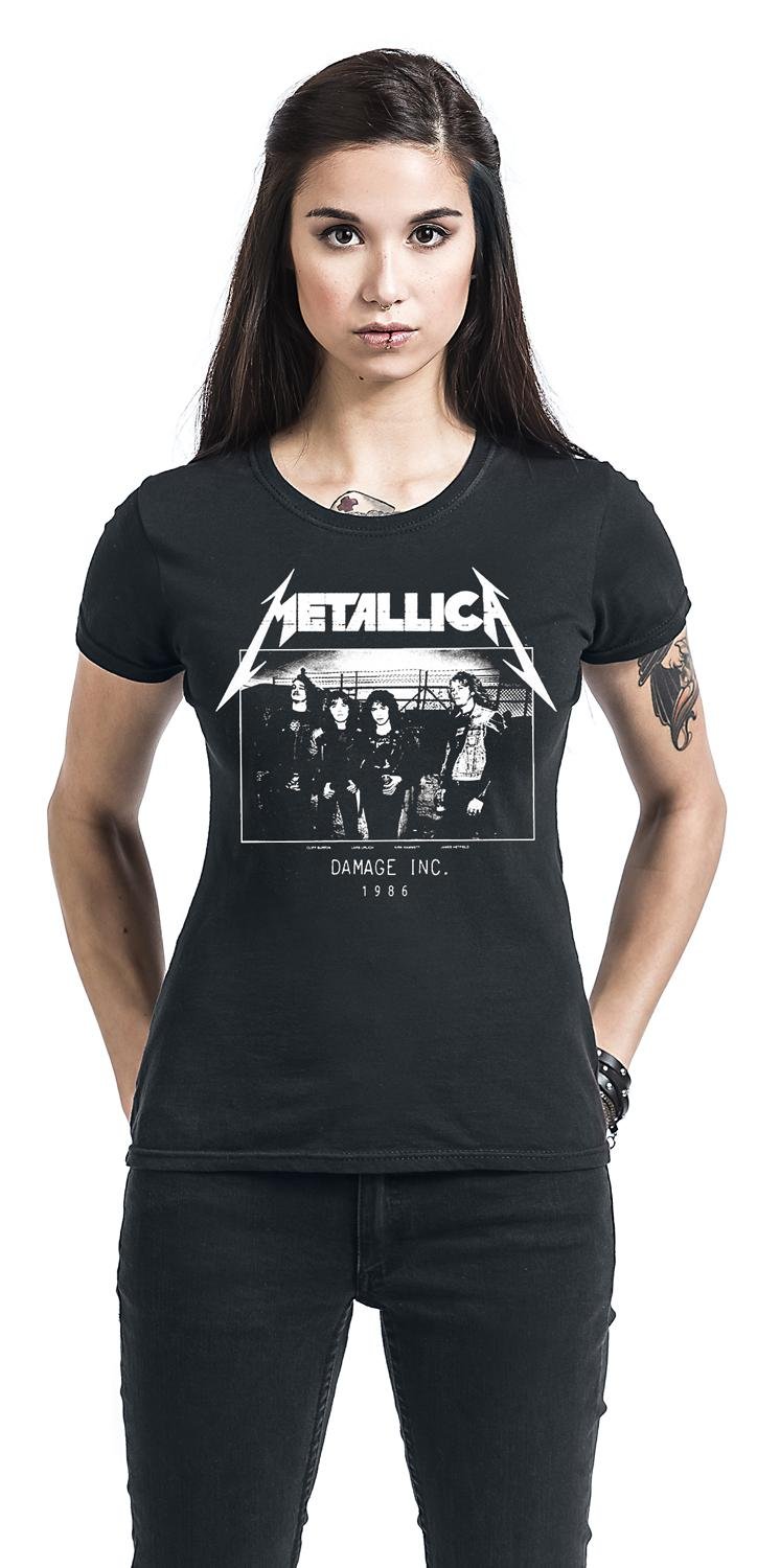 Official Metallica Damage Inc Tour Black T-Shirt for Women - Junior Fit Vintage Band Tee | Concert Merch, Rock Music Fan Gift, Casual Wear