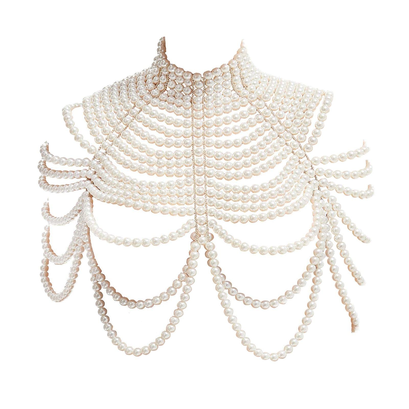 Elegant White Wedding Dress Body Chain Necklace & Shoulder Jewelry for Brides - Perfect for Weddings, Prom, and Formal Events