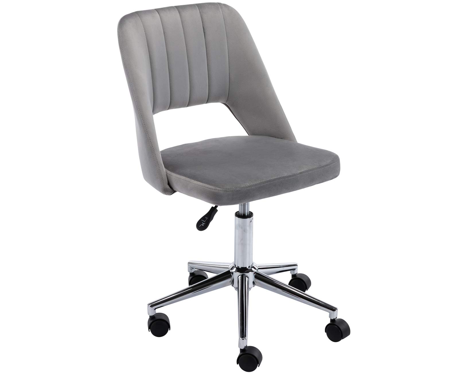 CIMOTA Grey Velvet Armless Desk Chair - Adjustable Height Swivel Office Task Chair for Adults & Teens - Perfect for Study Room, Bedroom, or Home Office Workspace