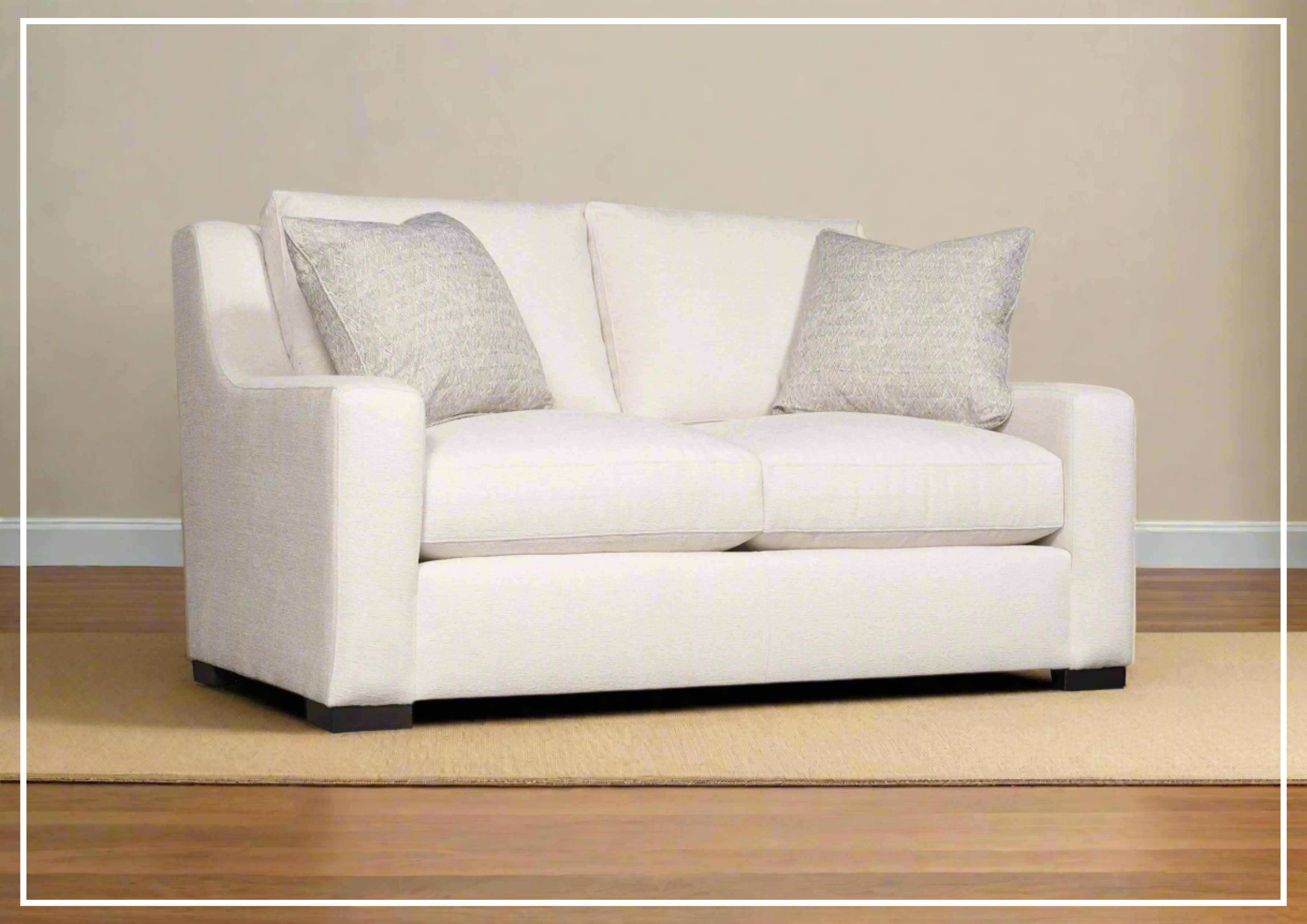 Bernhardt Germain Fabric Loveseat with Spring Down Cushions - Comfortable Small Sofa for Living Room, Bedroom & Apartment - Perfect for Relaxing, Reading & Entertaining Guests