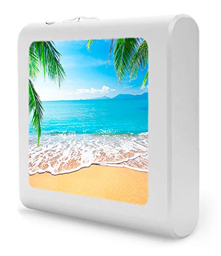 Dimmable LED Night Light with Auto On/Off Sensor, Adjustable Brightness & Warm White Light - Perfect for Bathroom, Hallway, Nursery & Bedroom - Creates a Relaxing Beach Ambience at Home