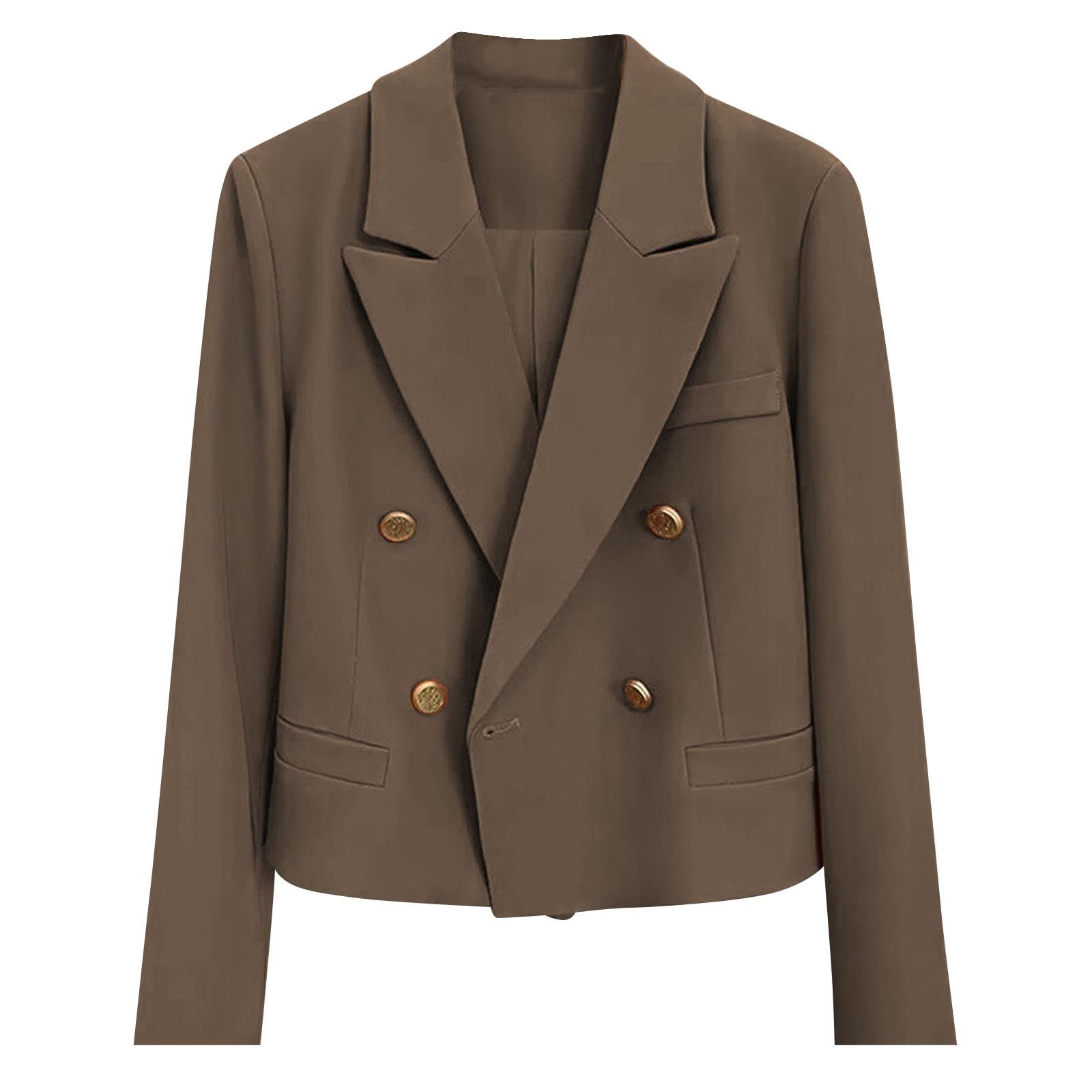 Women's Double Breasted Cropped Blazer - 2024 Fall Fashion for Work & Office