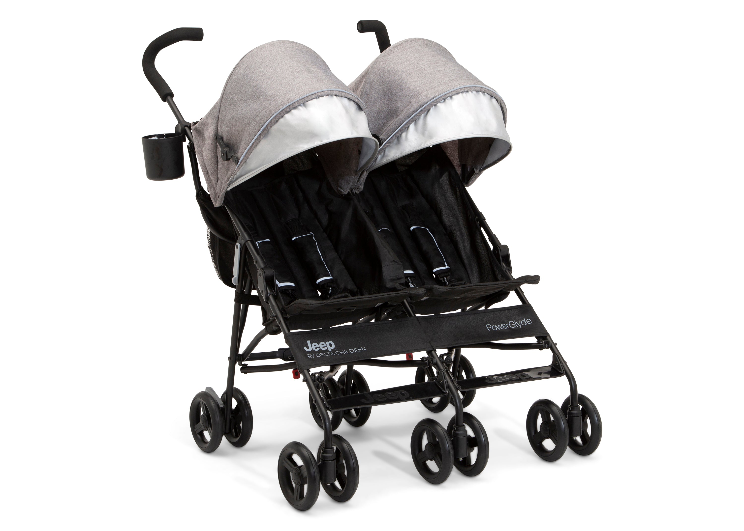 PowerGlyde Side by Side Double Stroller - Lightweight Compact Tandem Baby Stroller for Twins & Siblings - Perfect for Shopping, Travel & Outdoor Adventures