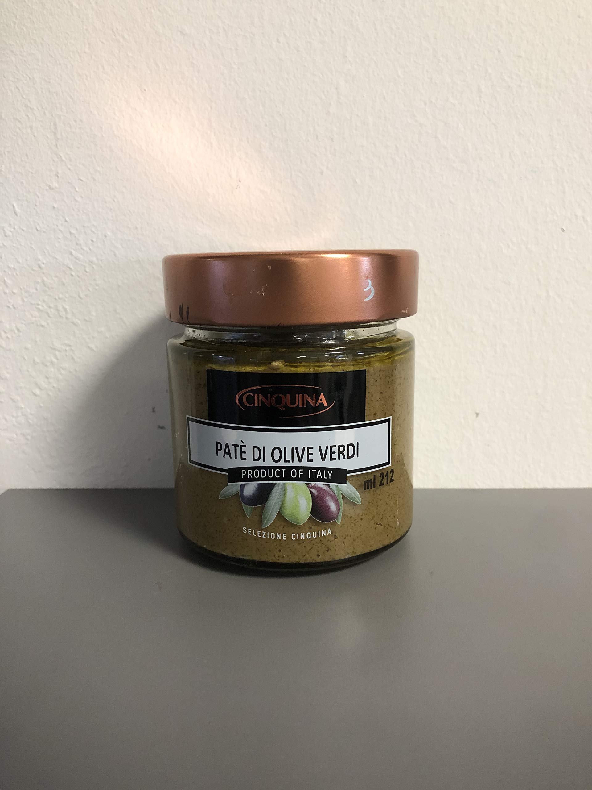 Premium Cinquina Selection Green Olive Pate - Imported from Italy, 7.05 oz Jar | Authentic Italian Spread for Charcuterie Boards, Appetizers & Gourmet Cooking