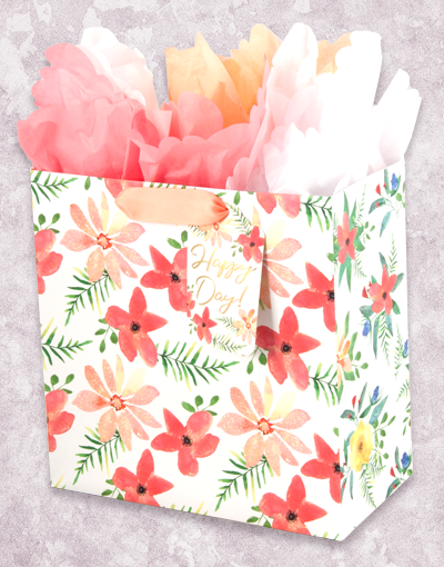 Elegant Daisies and Ferns Medium Square Gift Bags - Perfect for Birthday, Wedding & Party Favors | Eco-Friendly & Reusable
