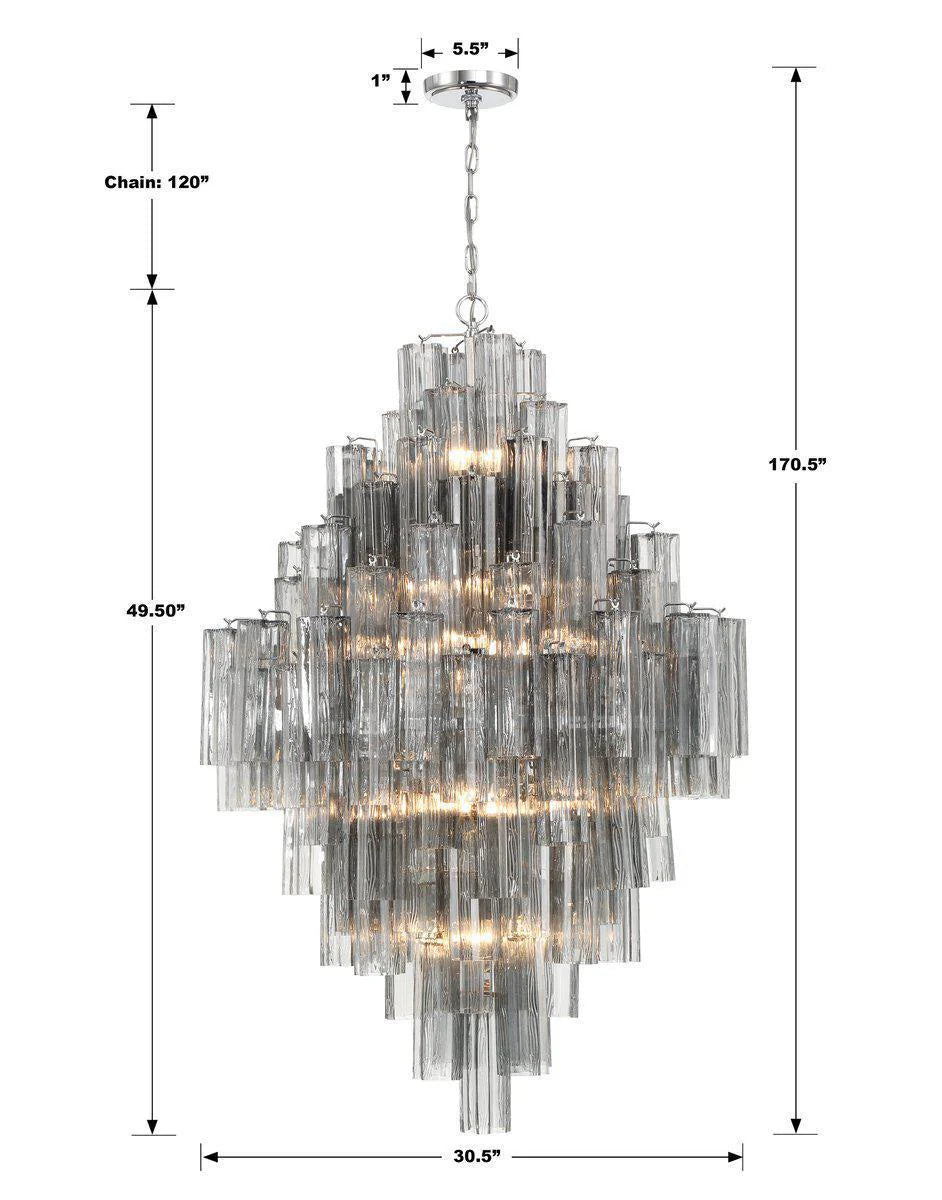 Addis Diamond Chandelier 49 Inch Height - Modern Crystal Ceiling Light Fixture for Dining Room, Living Room, Bedroom & Entryway