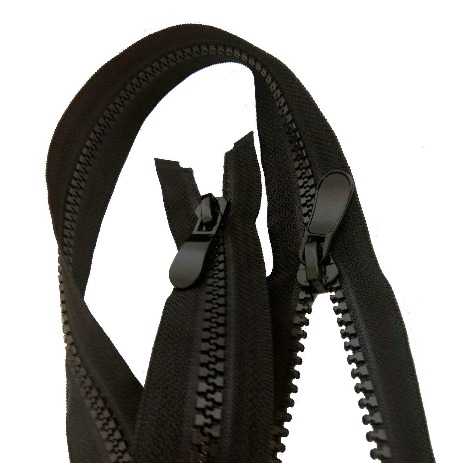 Leekayer 24 Inch Heavy Duty Two-Way Separating Zipper - 8# Size, 60cm Black Resin Zipper for Jackets, Coats, Luggage & DIY Sewing Projects | Durable Replacement Zippers for Handmade Crafts & Bulk Sewing Supplies