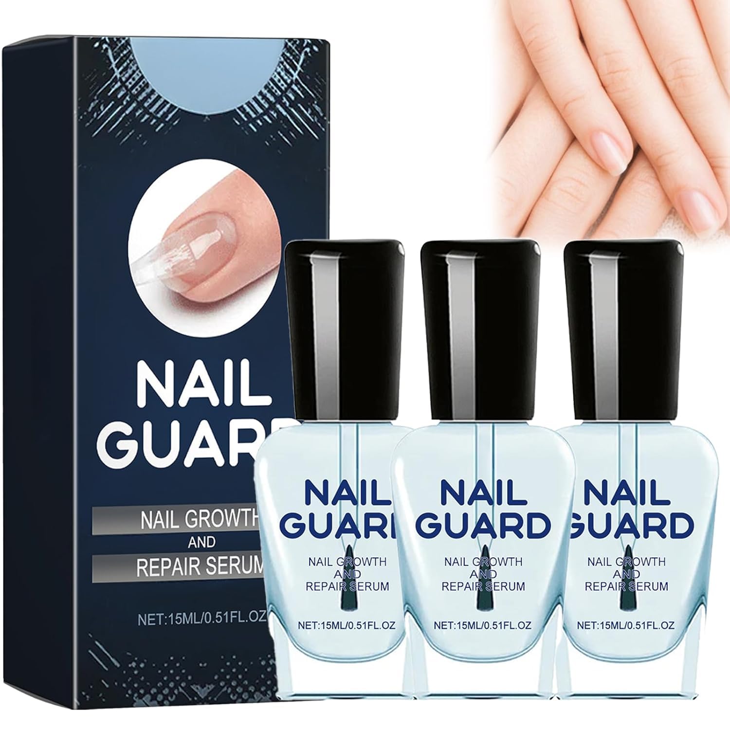 OnyxoGuard Nail Growth & Repair Serum - Nail Strengthener for Thin, Brittle & Damaged Nails - Polish Repair Essence & Base Coat Treatment - Perfect for Salon & Home Nail Care
