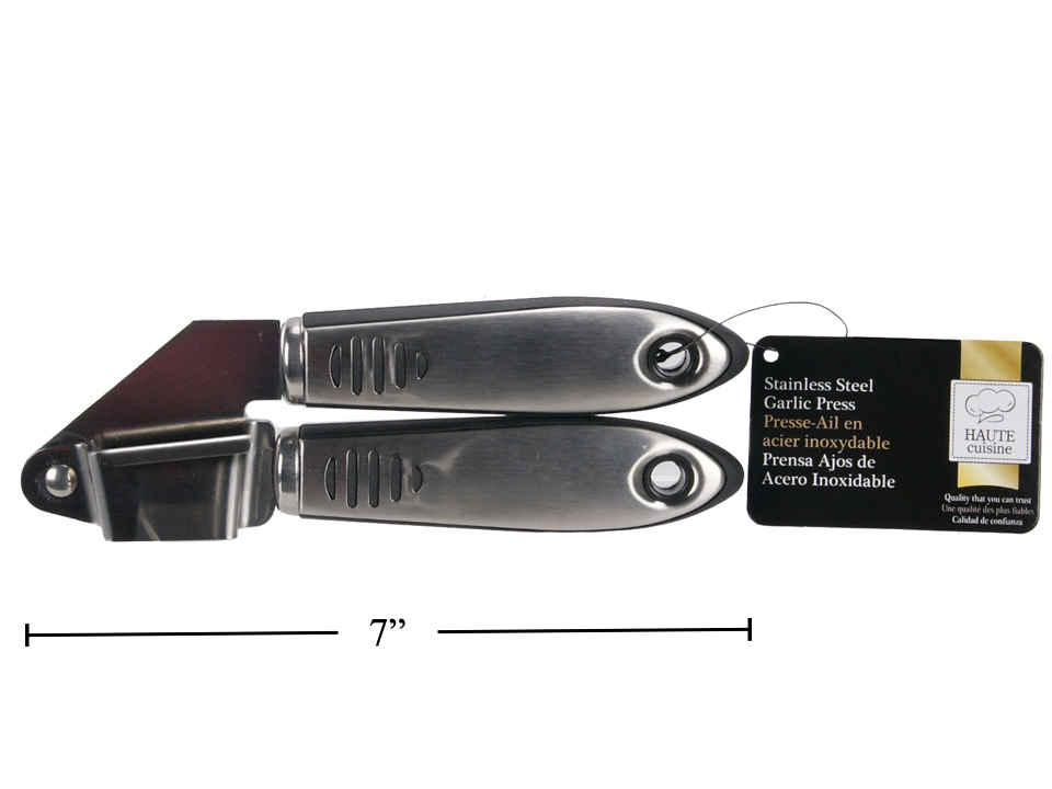 Premium Stainless Steel Garlic Press - Heavy Duty, Rust Proof & Easy Clean - Perfect for Cooking, Baking & Meal Prep - HAUTE CUISINE 80710 HC