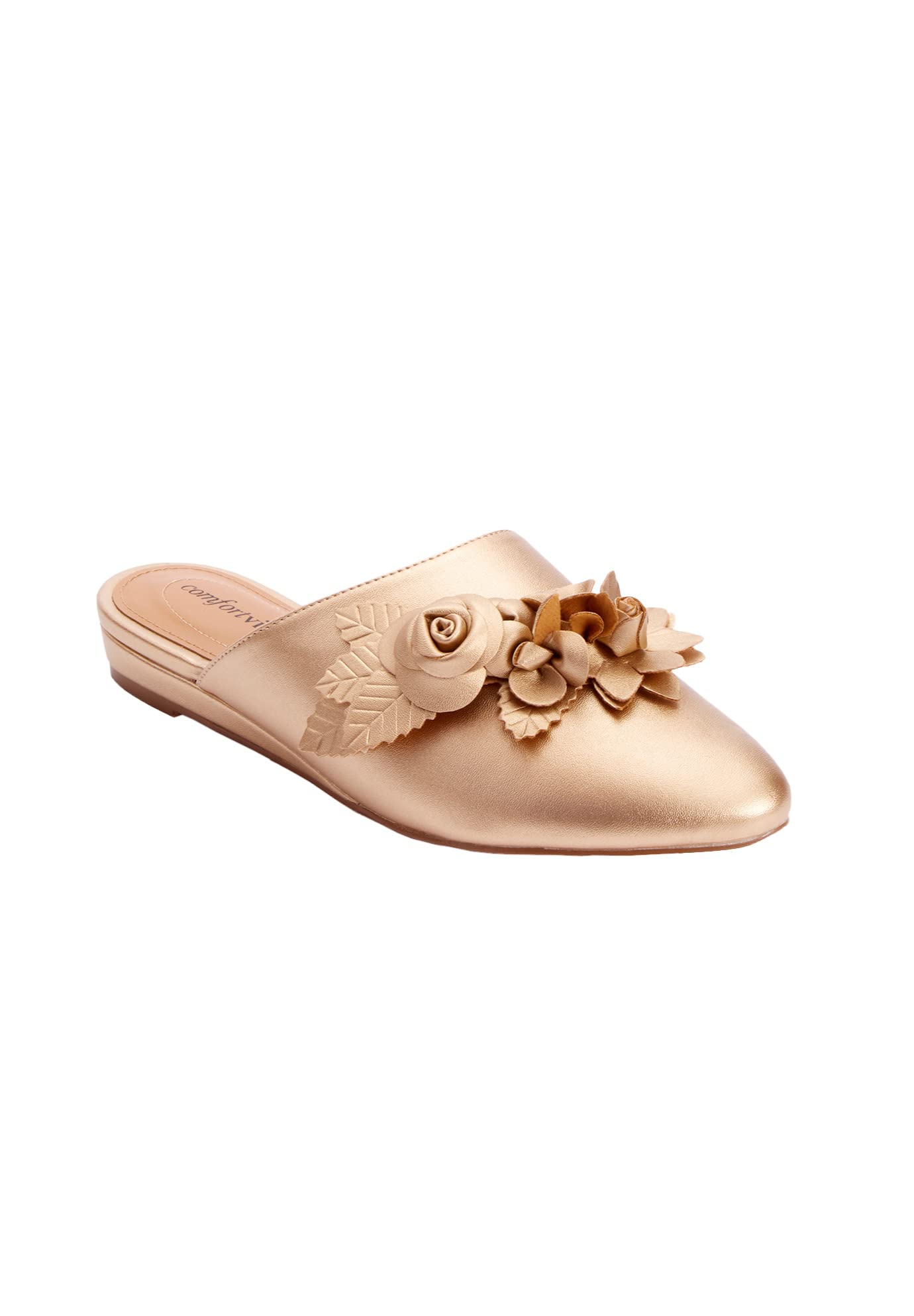 Comfortview Women's Wide Width The Ayla Mule - Slip-On House Shoes for Relaxing at Home, Spa & Lounge Wear