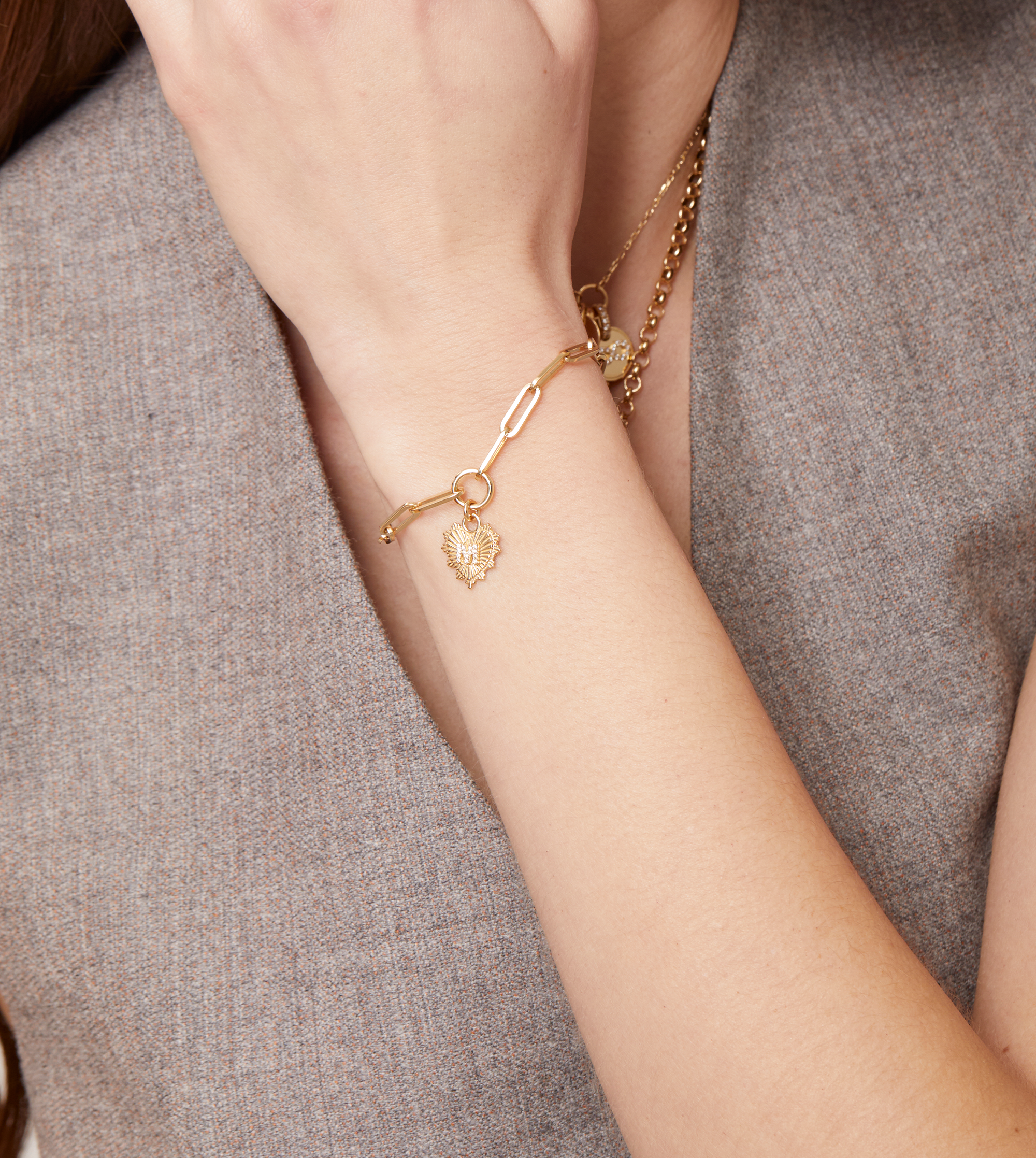 Personalized Mini Heart Initial Bracelet - Classic FOB Clip Chain Love Jewelry for Women - Perfect for Valentine's Day Gifts, Anniversary Presents & Everyday Wear