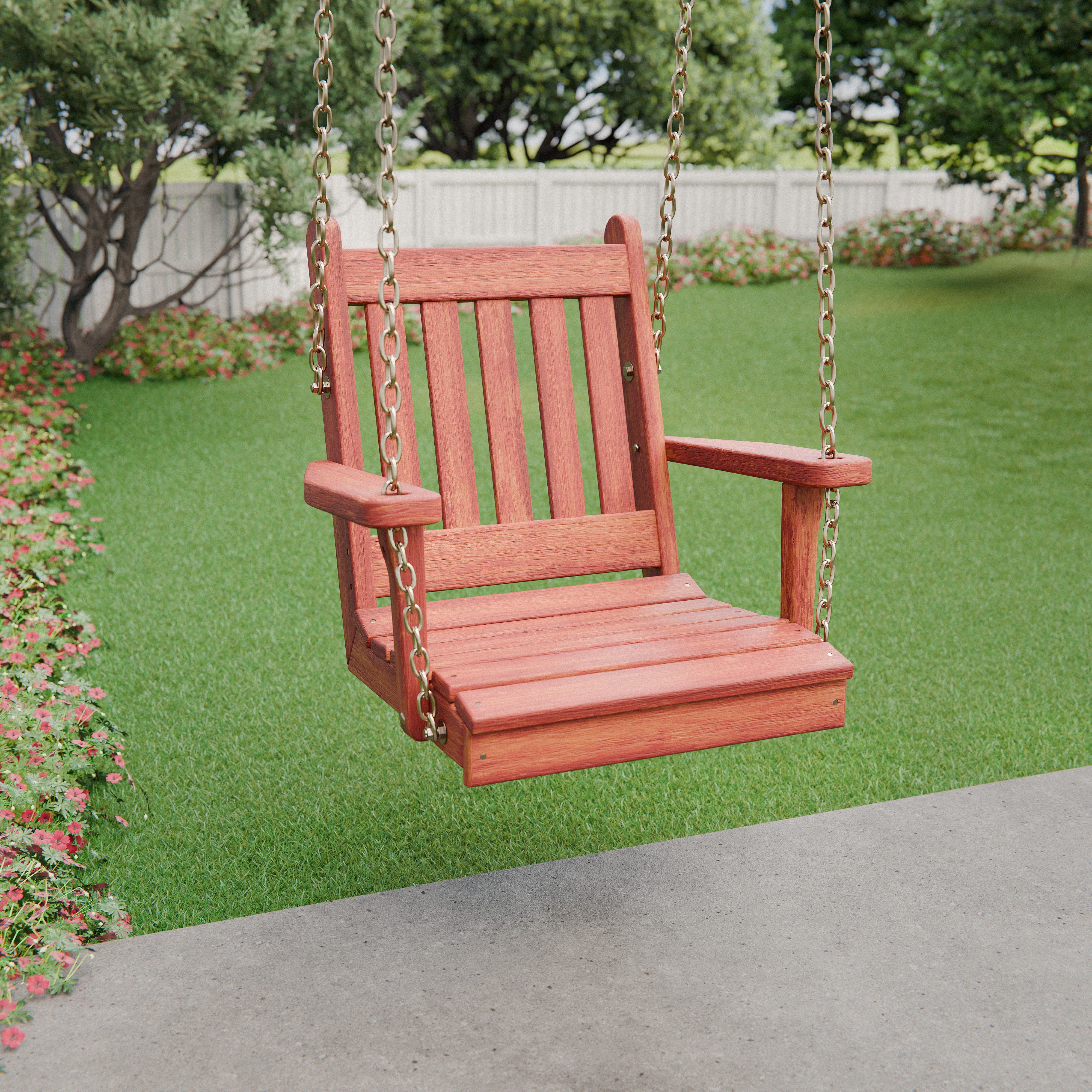 Keystone Amish Co. Franklin Red Cedar Swing Chair - Outdoor Hanging Chair for Porch, Patio, Garden Relaxation & Backyard Decor