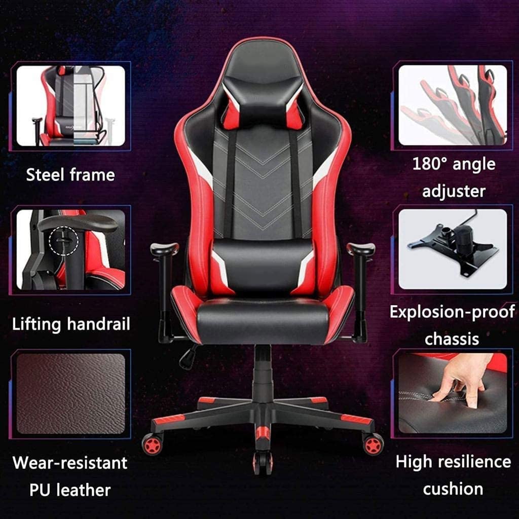 Premium Ergonomic Gaming & Office Chair with Adjustable Headrest & Lumbar Support - 360° Swivel Reclining Racing Chair for Adults, Men & Women - Perfect for Home Office, Gaming Setup & Workstation (Blue)