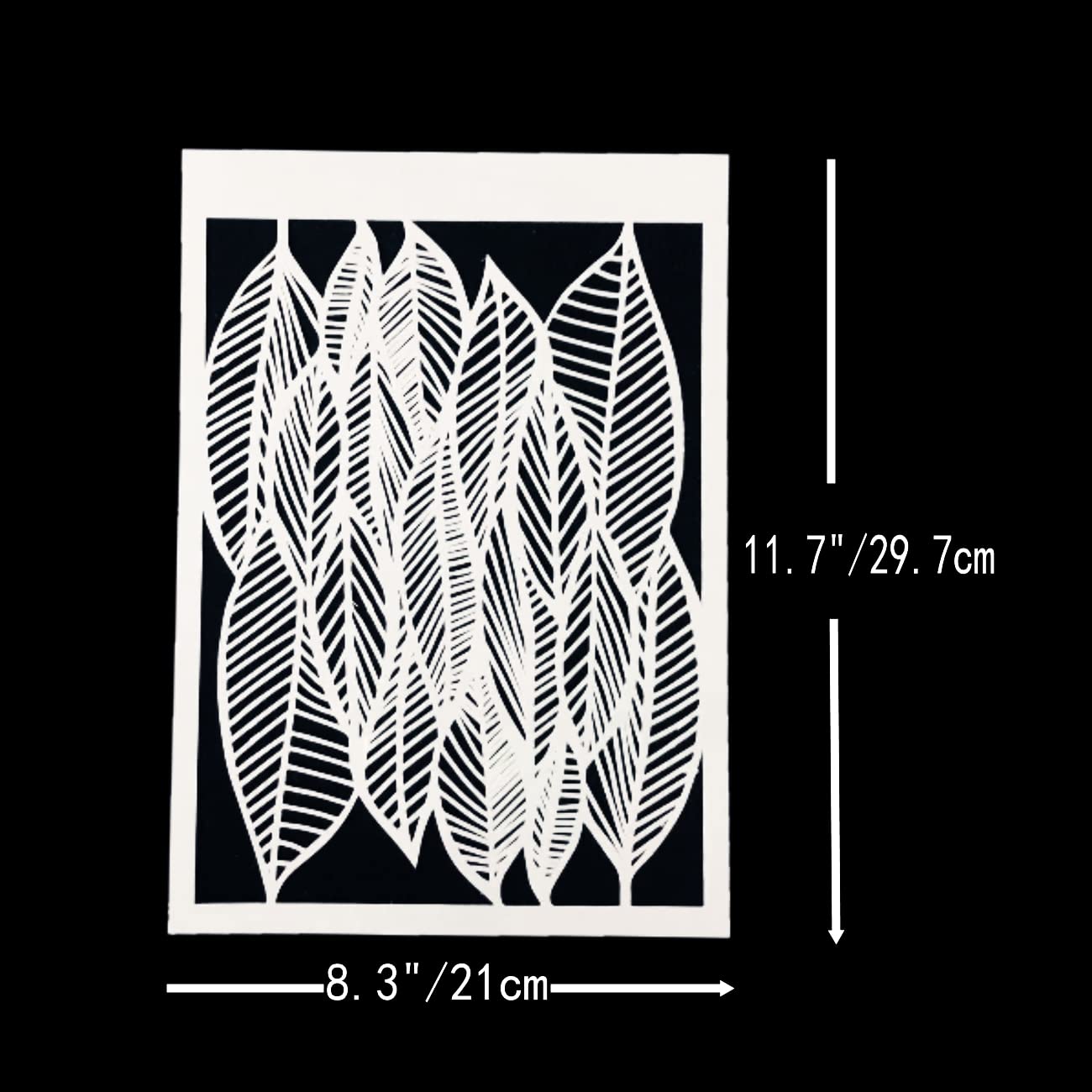 TIAMECH 6-Piece Abstract Geometric Stencil Set - Reusable A4 Size Painting Templates for DIY Scrapbooking, Wall Art, Canvas & Fabric Decoration - Leaves, Lines & Layering Patterns for Creative Projects