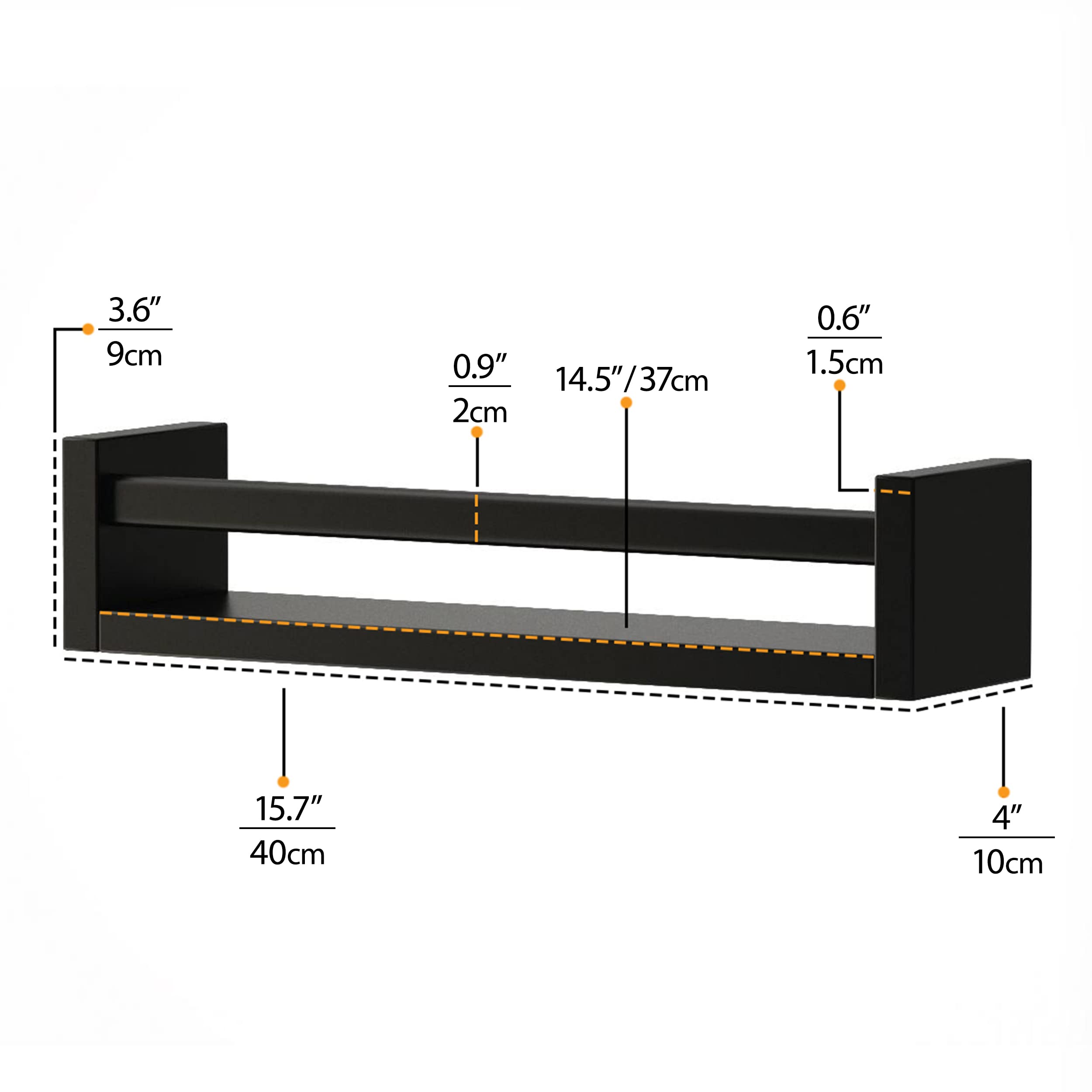 Wallniture Utah Floating Shelves Set of 2 - Modern Wood Wall Shelves for Kids Books, Picture Frames & Nursery Decor - Black - Perfect for Bedroom, Living Room & Home Organization