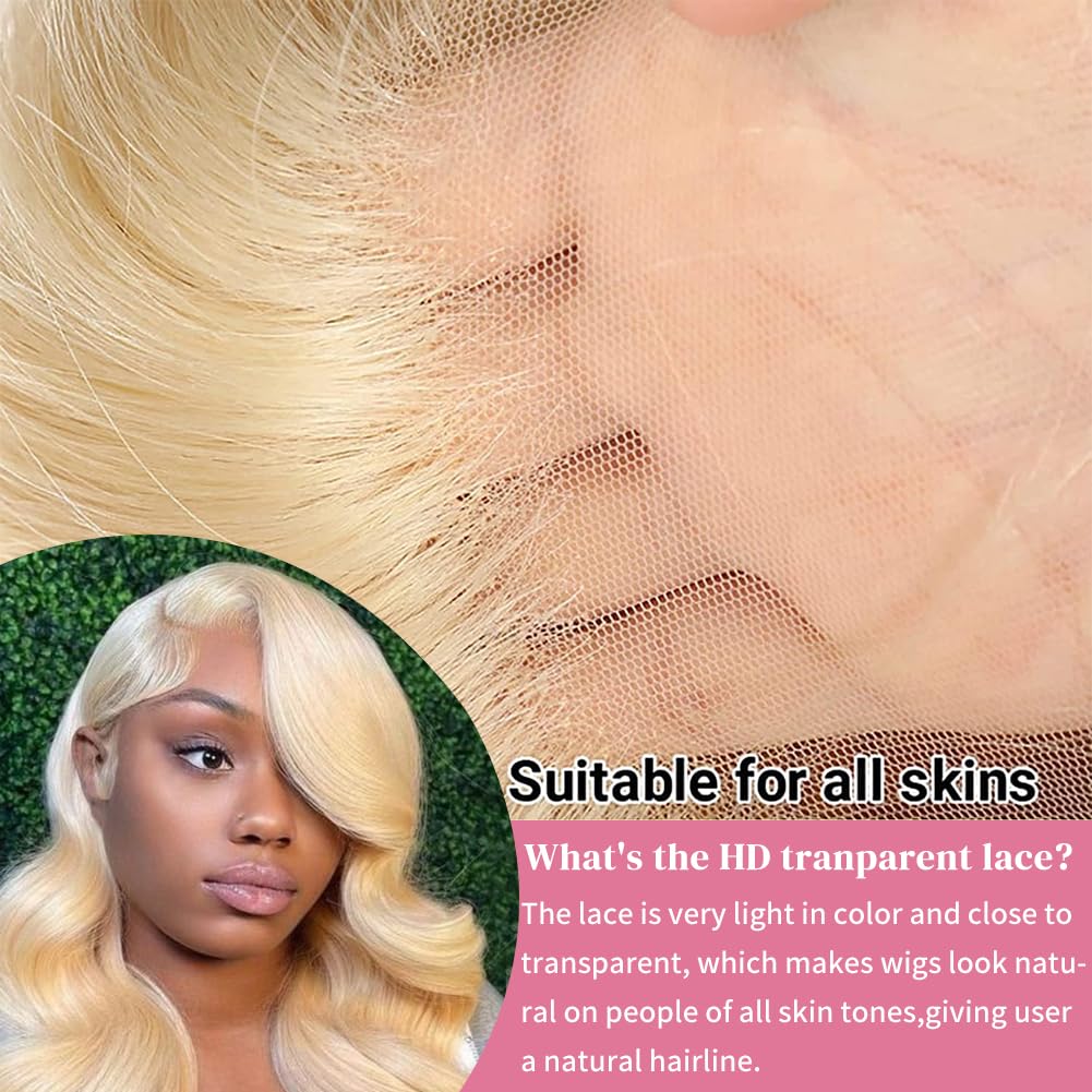 30 Inch 613 Blonde Lace Front Wig Human Hair - 13x4 Transparent Lace, 180% Body Wave, Pre-Plucked with Baby Hair - Natural Looking Lace Front Wigs for Women | Perfect for Daily Wear, Cosplay & Special Occasions