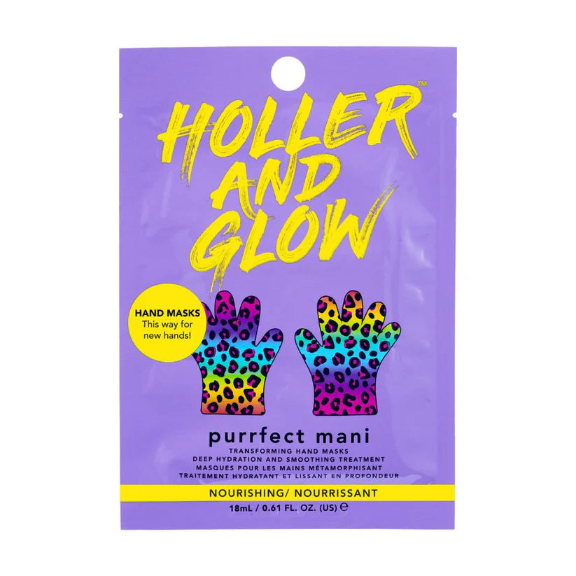 Holler & Glow Purrfect Mani Hand Mask - Moisturizing Gloves for Dry Skin, Spa Treatment at Home, Nail Care Gift Set for Women | Perfect for Self-Care Nights & Relaxation