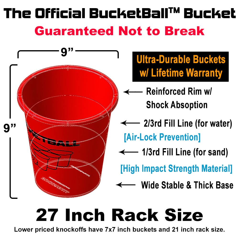 BucketBall Team Color Edition Party Pack (Light Blue/White) - Original Giant Yard Pong Game for Outdoor Fun | Perfect for Camping, Beach, Lawn, Tailgate Parties & Family Gatherings