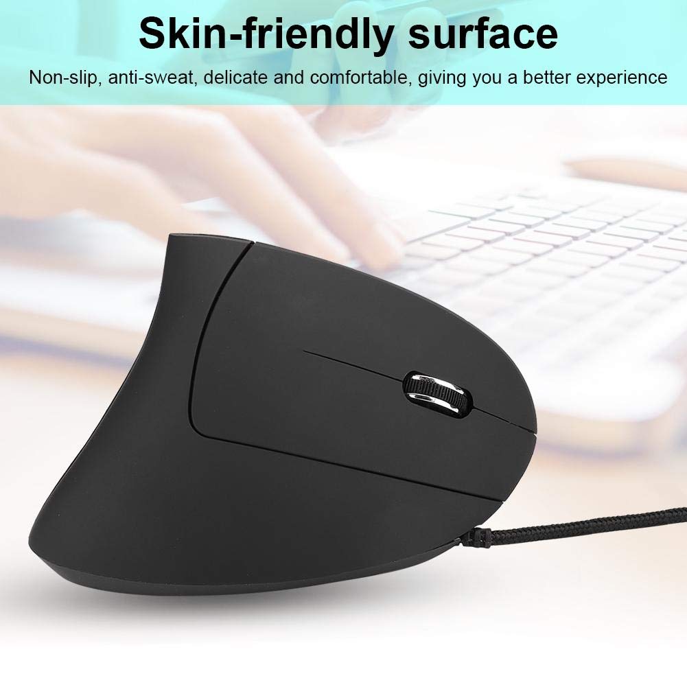 Wendry Wired Ergonomic Mouse - 3200DPI Vertical Gaming Mouse with 6D Adjustable Design & LED Backlight - Comfortable Optical Mouse for PC, Laptop, Office & Gaming (Black) | Perfect for Long Work Sessions & Competitive Gaming