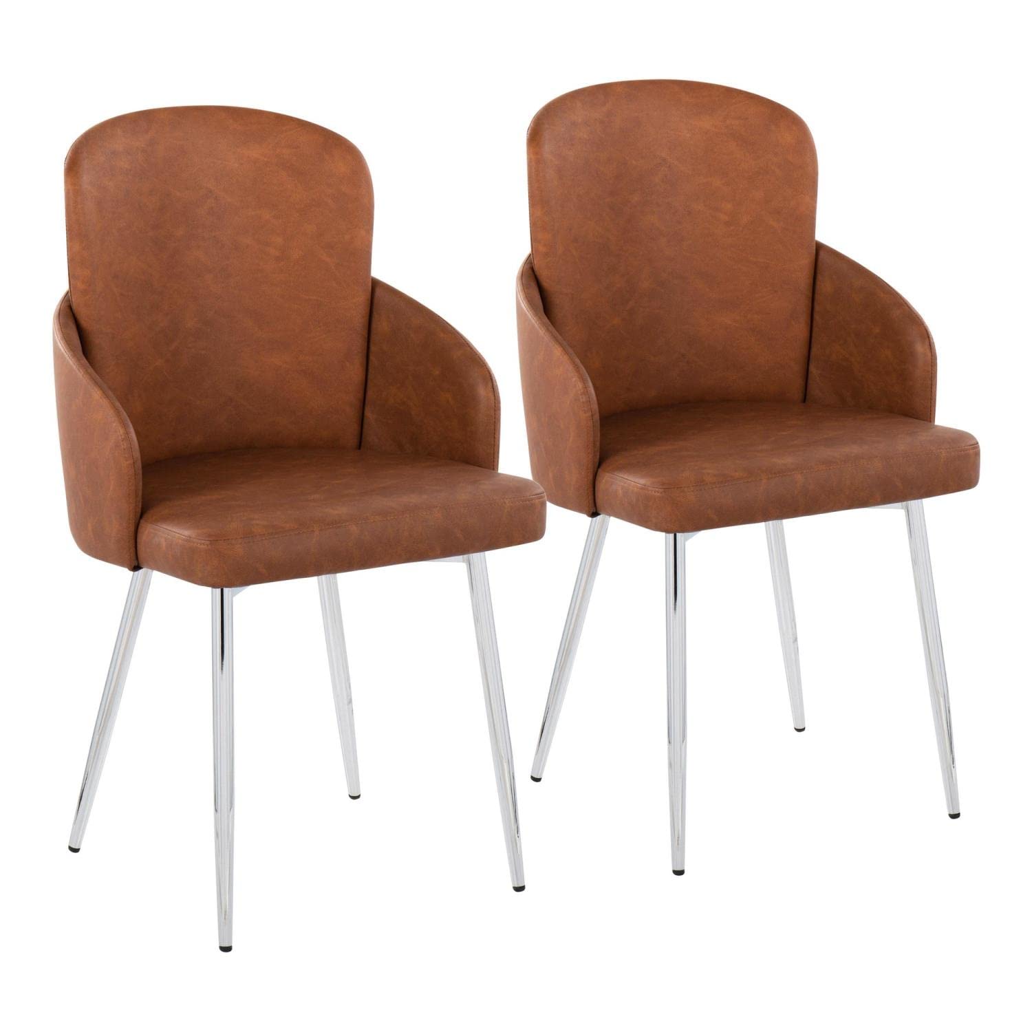 LumiSource Dahlia Upholstered Dining Chairs Set of 2 - Modern Kitchen & Dining Room Chairs with Comfortable Fabric Seat - Perfect for Small Spaces, Breakfast Nooks & Formal Dining Tables