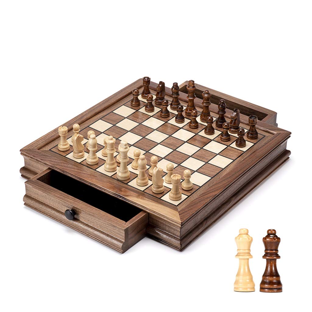 Premium Staunton Wooden Magnetic Chess Set with Drawer Storage - 31x31 Travel Chess & Checkers Board Game for Adults & Kids - Perfect for Home, Office, Travel & Gifts