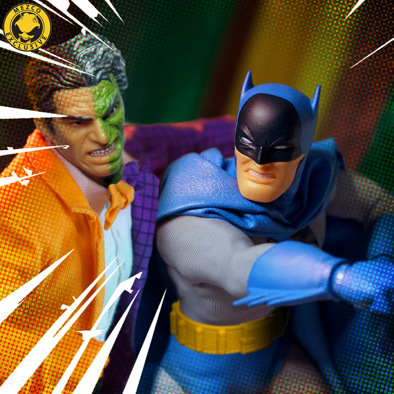 Mezco One:12 Golden Age Batman vs Two-Face Action Figure Set - Collectible DC Comics Superhero & Villain Diorama for Display & Photography