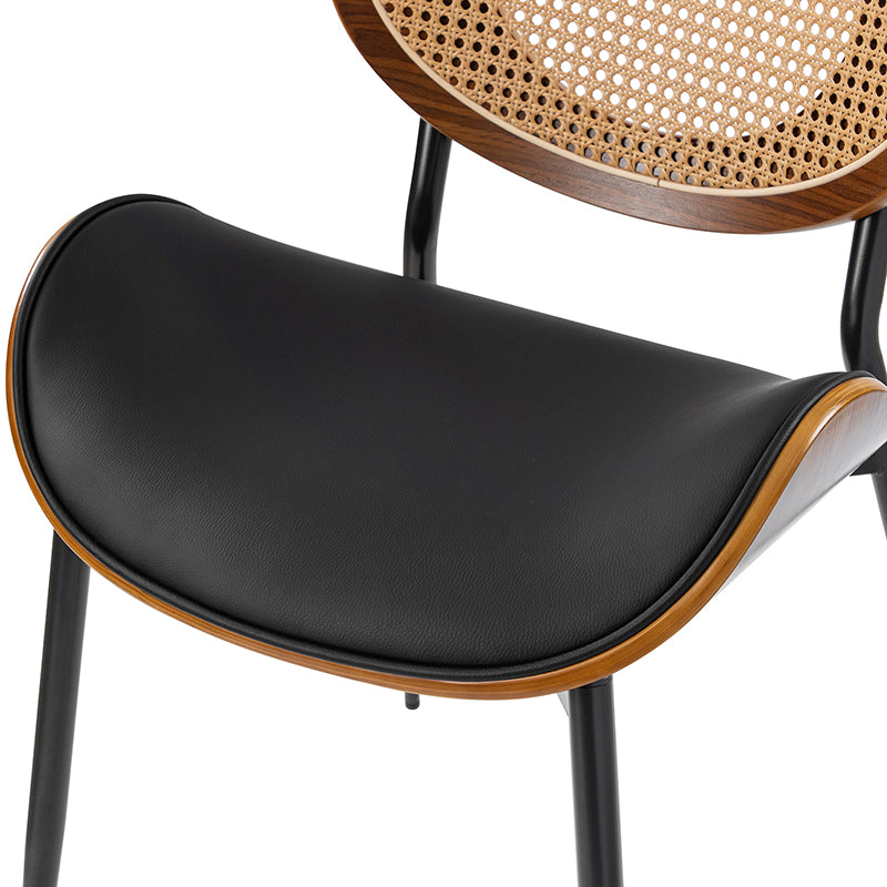 Flora Curved Wood Backrest Faux Leather Upholstered Dining Chair Cushion - Ergonomic Support for Kitchen, Restaurant & Office - Comfortable Seat Pad with Wooden Frame (Multiple Styles Available)