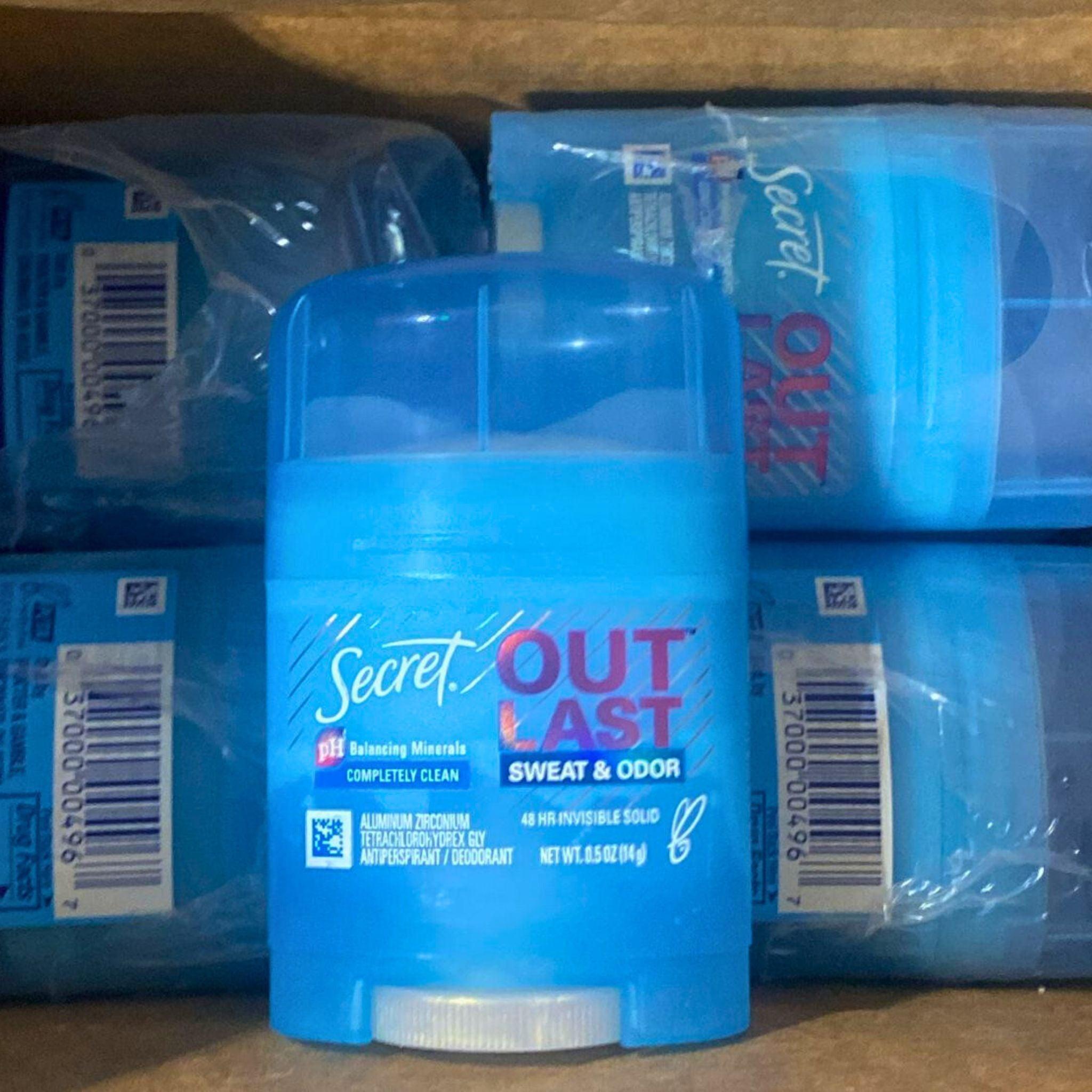 Secret OutLast Sweat & Odor Control Antiperspirant Deodorant - pH Balancing Minerals, 48HR Protection, Invisible Solid 0.5OZ (48 Pack) - Stay Fresh All Day for Workouts, Office & Outdoor Activities