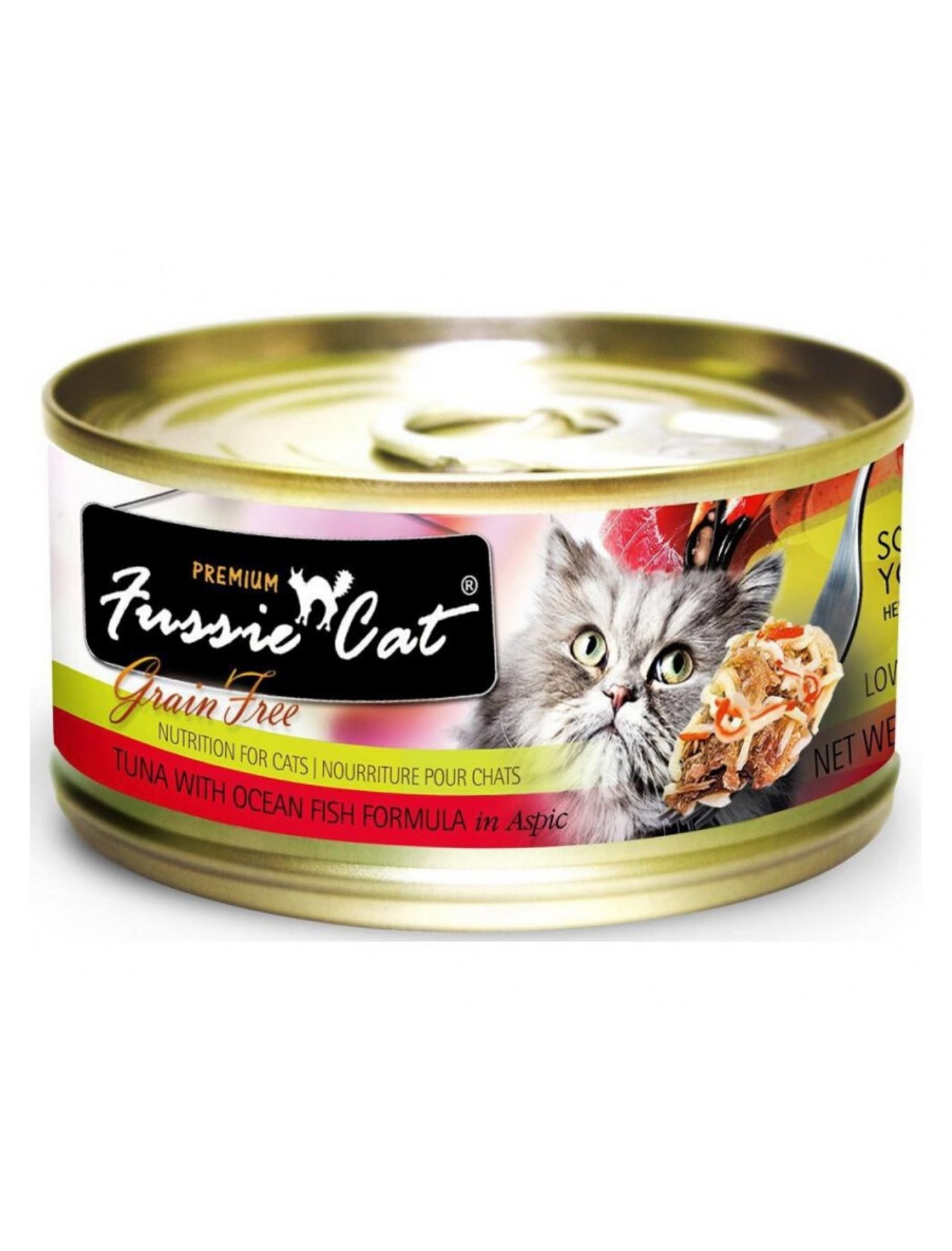 Premium Fussie Cat Black Label Tuna & Ocean Fish Wet Cat Food - 80g Canned Pate for Adult & Senior Cats - High Protein Grain-Free Meal for Indoor & Outdoor Felines