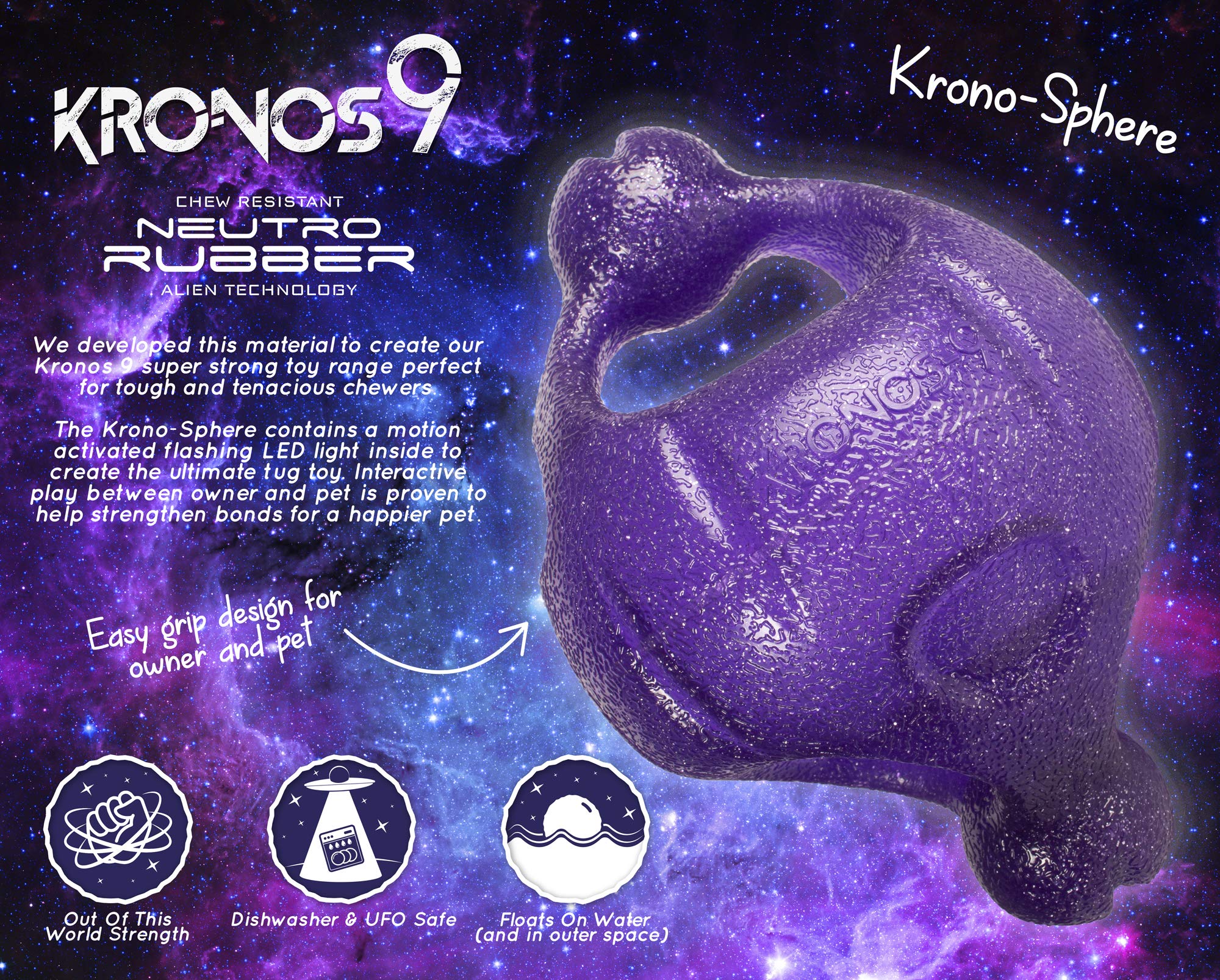 Durable Kronos9 Sphere Interactive Dog Toy for Chewing & Fetch - Perfect for Indoor & Outdoor Playtime
