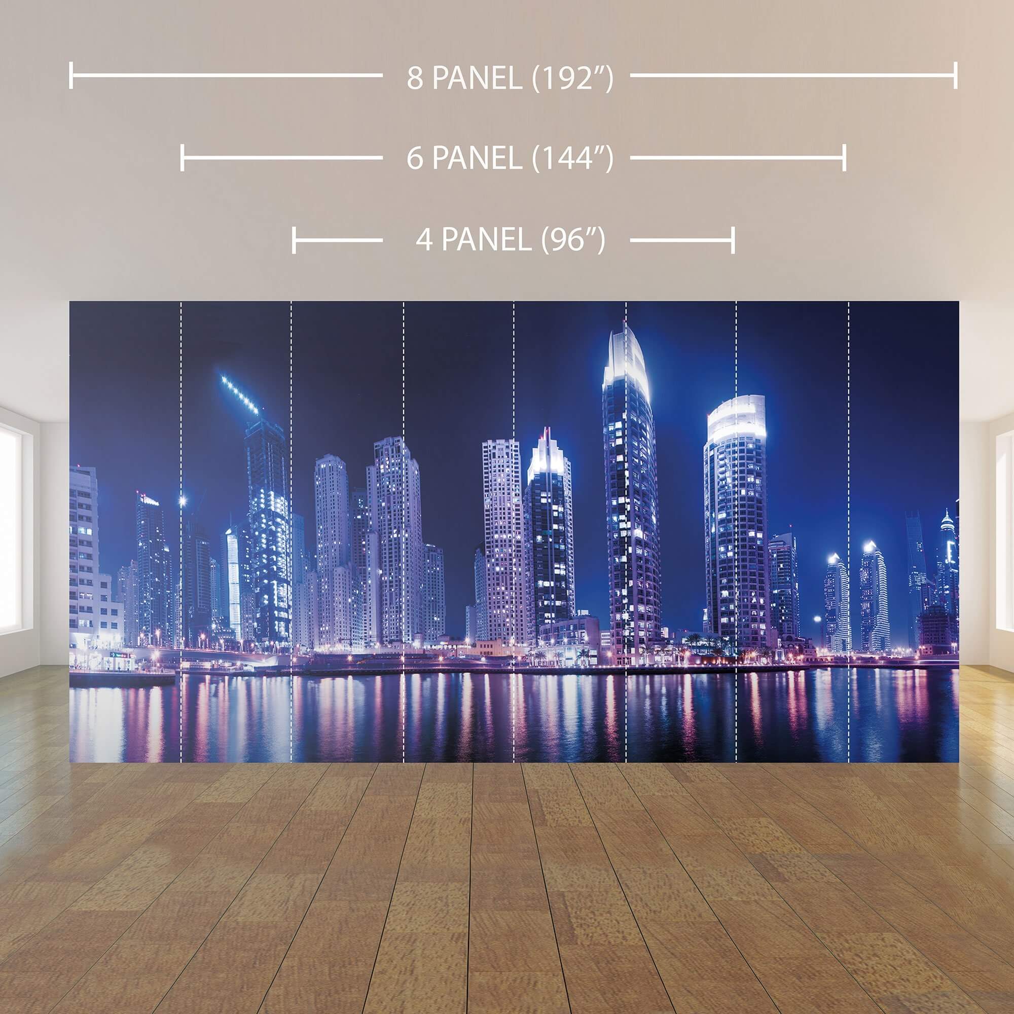 Blue and Purple City Landscape Peel and Stick Removable Wall Mural - Self-Adhesive Wallpaper for Bedroom, Living Room, Office Decor - Easy to Install & Remove