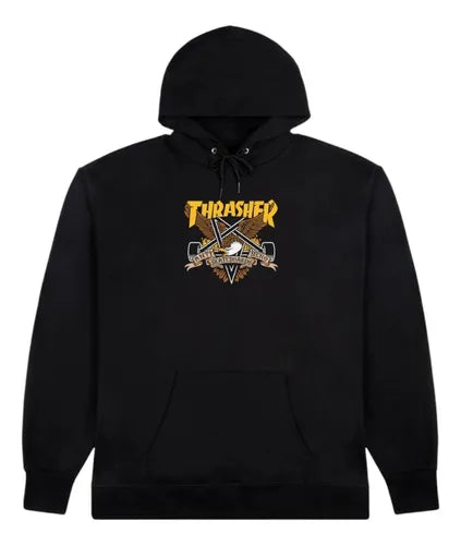 Thrasher Hoodie for Men & Women - Black Eagle Print Pullover Sweatshirt - Streetwear Fashion for Skateboarding & Casual Wear