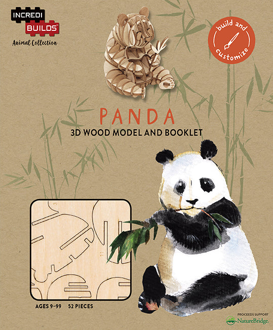 IncrediBuilds Animal Collection: Panda - DIY 3D Wooden Puzzle Kit for Kids & Adults - Perfect for Home Decor, Gifts & Educational STEM Activities