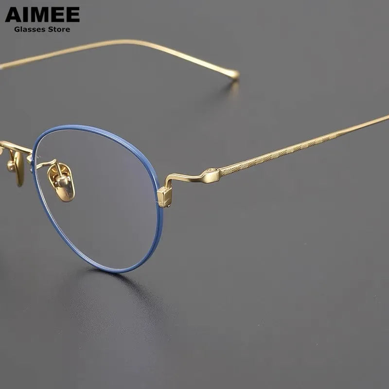 Stylish Unisex Full Rim Oval Round Titanium Eyeglasses Frame 7285 - Lightweight & Durable for Work, Reading & Everyday Wear