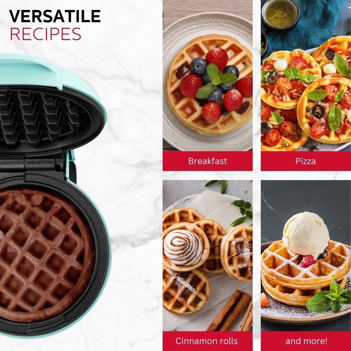 **Holstein Housewares Mini Waffle Maker - 4-inch Non-Stick Waffle Iron for Quick Breakfast, Brunch & Snacks - Perfect for Dorms, Offices & Small Kitchens (Mint Green)**