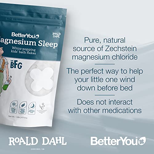 BetterYou Roald Dahl Magnesium Sleep Flakes - Natural Sleep Aid & Relaxation Supplement for Adults - Perfect for Nighttime Relaxation & Stress Relief
