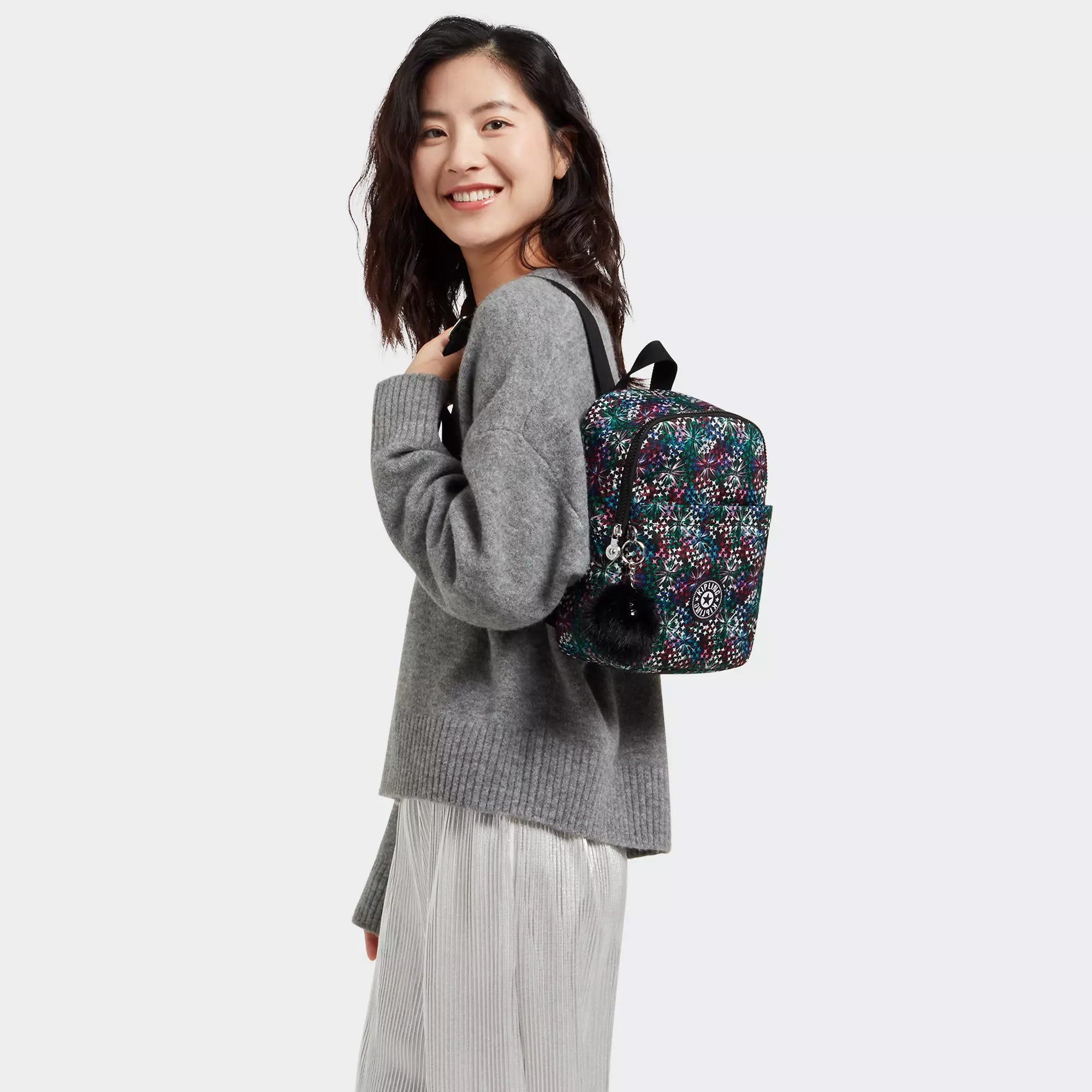 Kipling Marlee Printed Backpack - Star Flower GG Pattern Lightweight Travel Laptop Backpack for Women & Teens - Perfect for School, Work, College and Daily Commute
