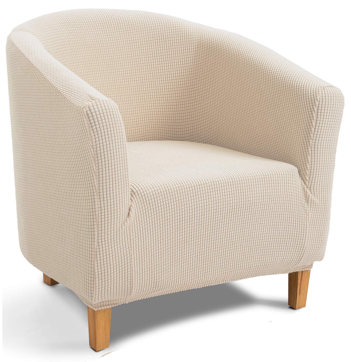 TIANSHU Jacquard Stretch Tub Chair Slipcover - Non-Slip Barrel Armchair Cover for Dining, Living Room & Office (Ivory) | Perfect for Home Decor, Guest Seating & Reception Areas