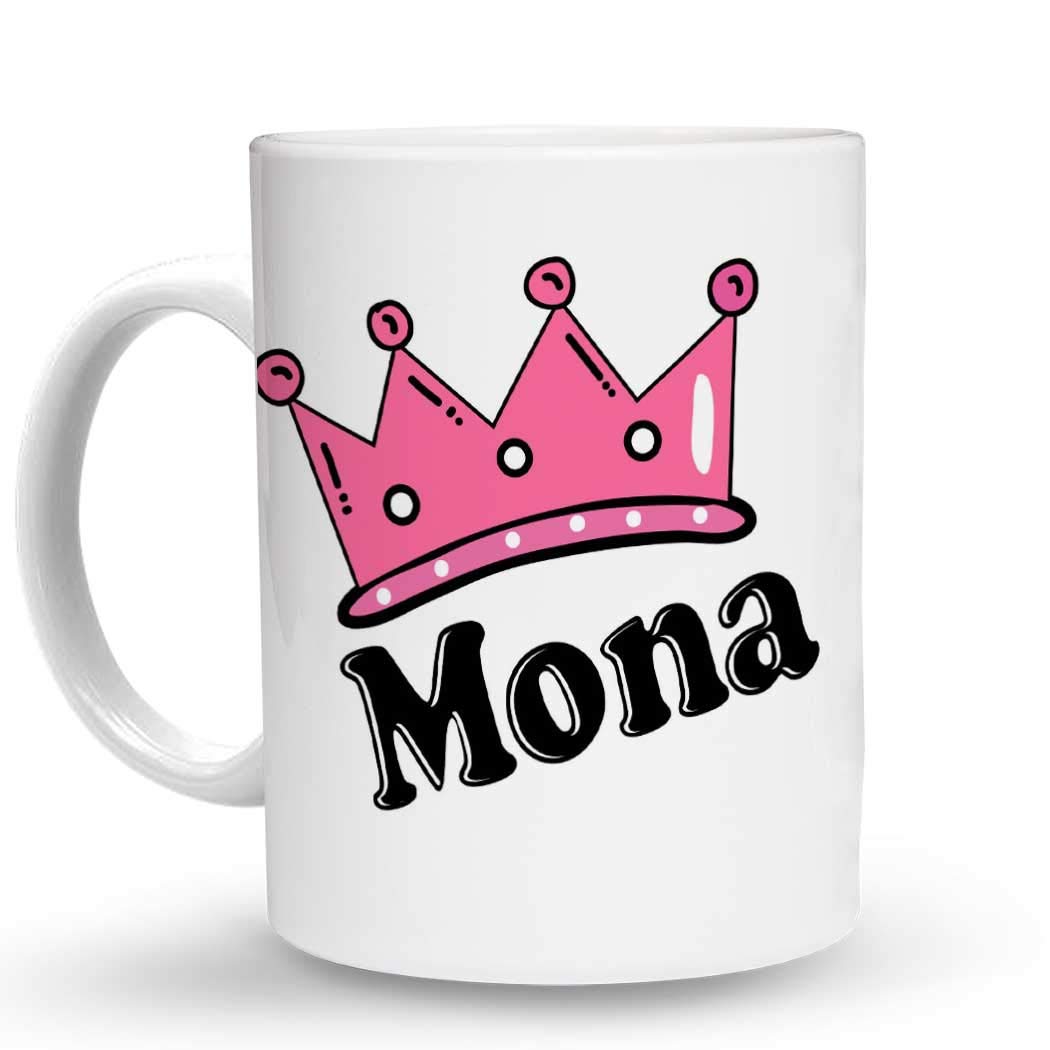 Makoroni Mona Female Name - 11 Oz Unique Ceramic Coffee Mug for Women, Personalized Gift for Her, Perfect for Home, Office & Coffee Shops