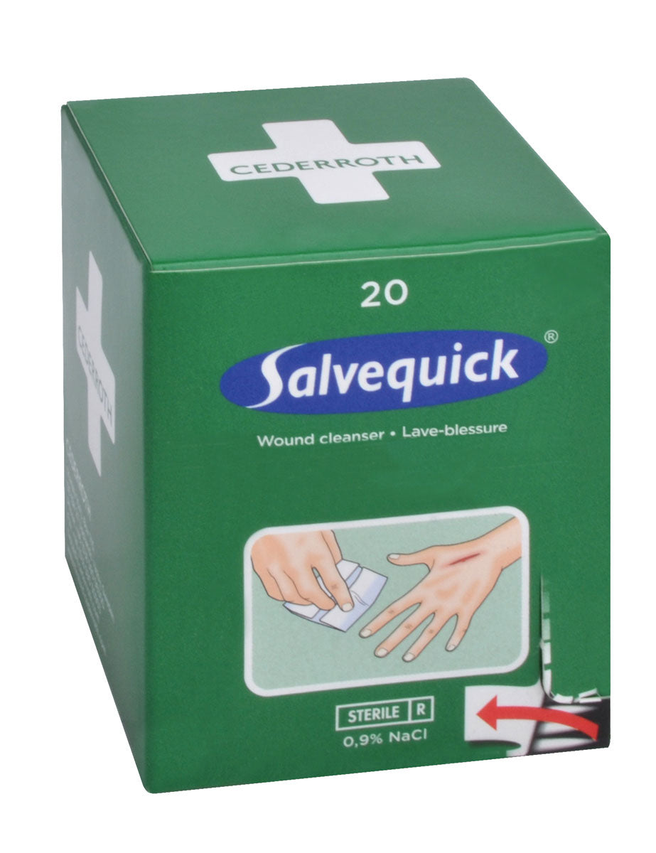 SALVEQUICK Wound Cleanser Refill for Item 01206 - 20/Box | Fast Healing Solution for Cuts, Scrapes & Burns | First Aid & Medical Use