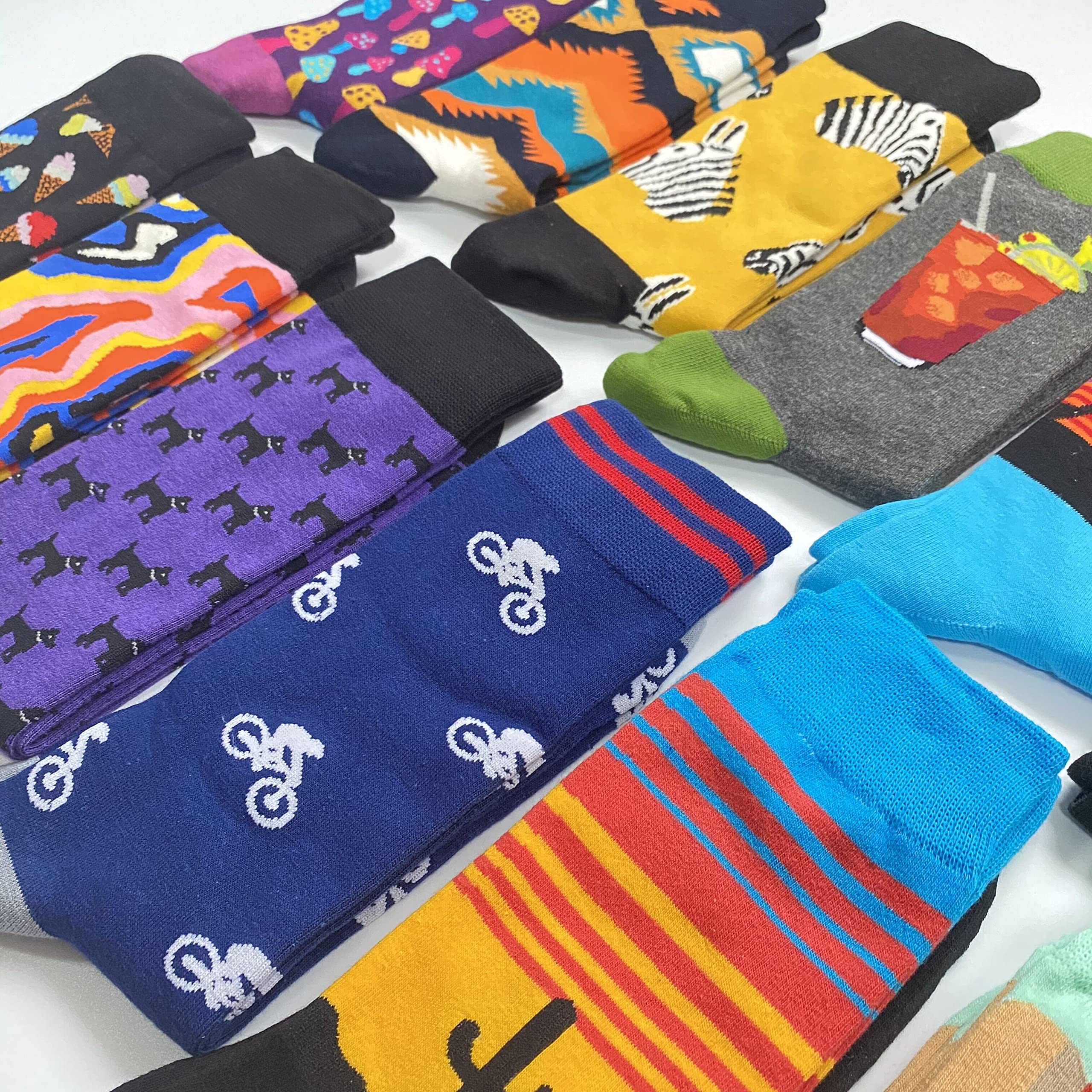 Men's Funky Novelty Cotton Crew Socks Pack - Colorful Art Dress Socks for Casual Wear & Gifts | Perfect for Office, Parties & Everyday Fashion