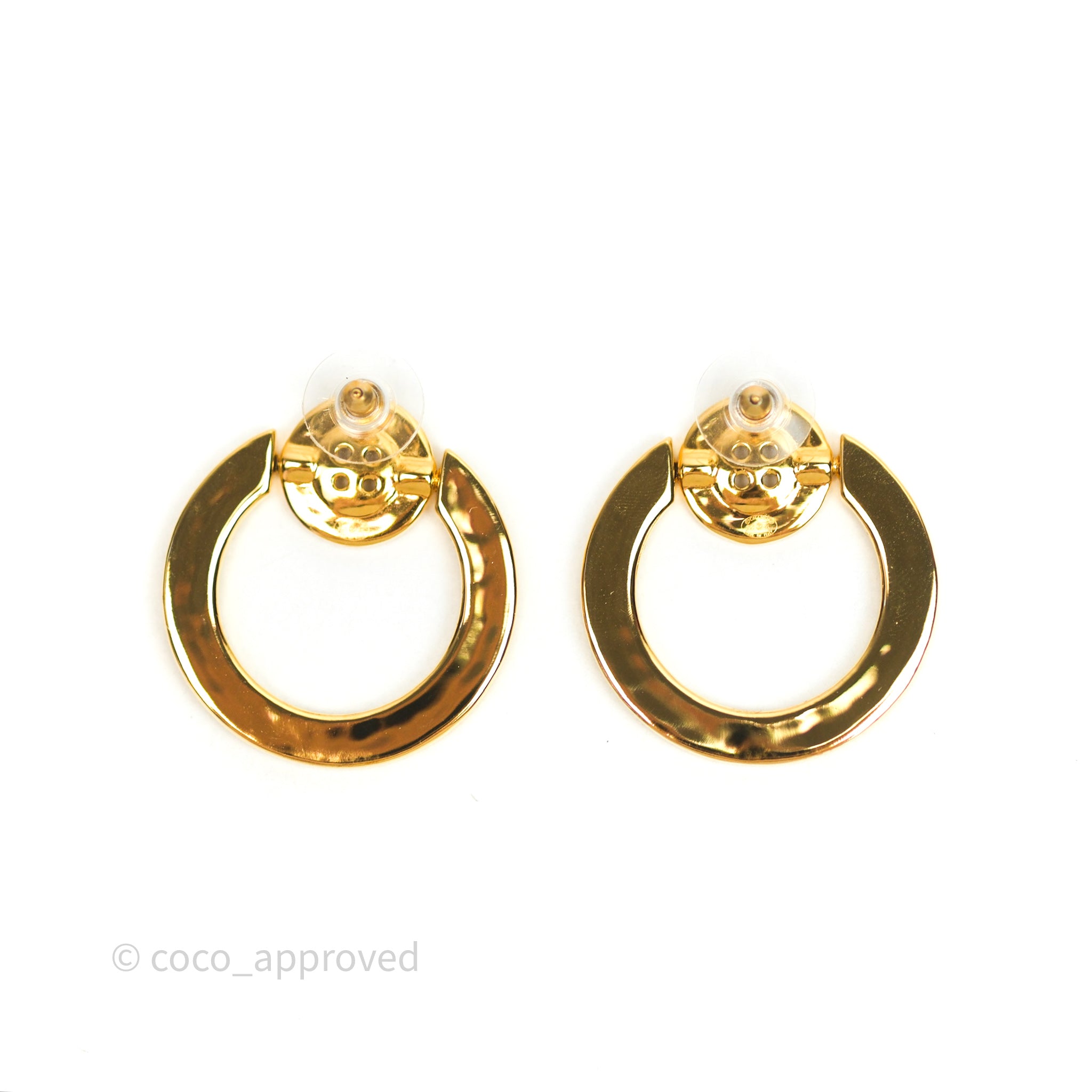 Chanel CC Round Earrings Gold Tone 20A - Luxury Fashion Jewelry for Women - Perfect for Parties, Weddings & Special Occasions