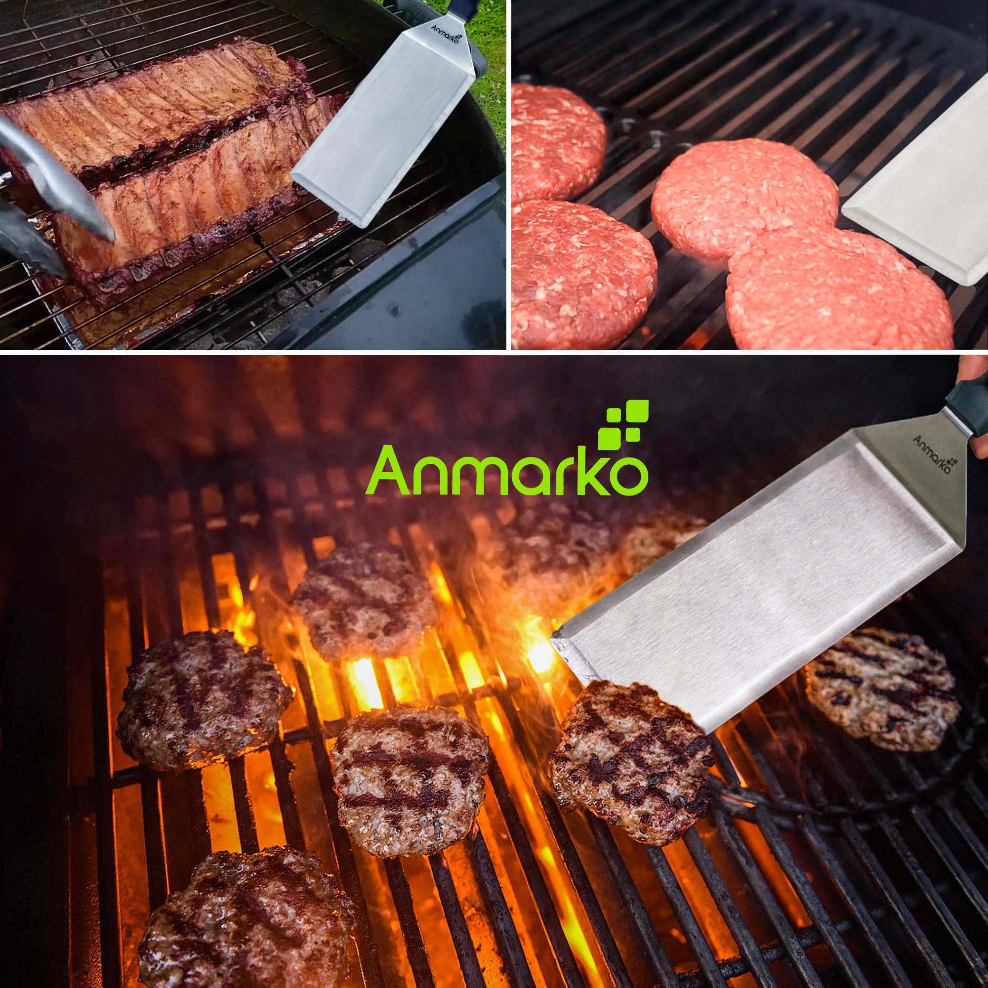 Large 4x8 Inch Heavy Duty Metal Griddle Spatula - Professional Burger Smasher, Hamburger Turner & Pancake Flipper - Commercial Grade Grill Scraper for BBQ, Flat Top Griddles & Outdoor Cooking - Perfect for Backyard Grilling, Camping & Restaurant Use